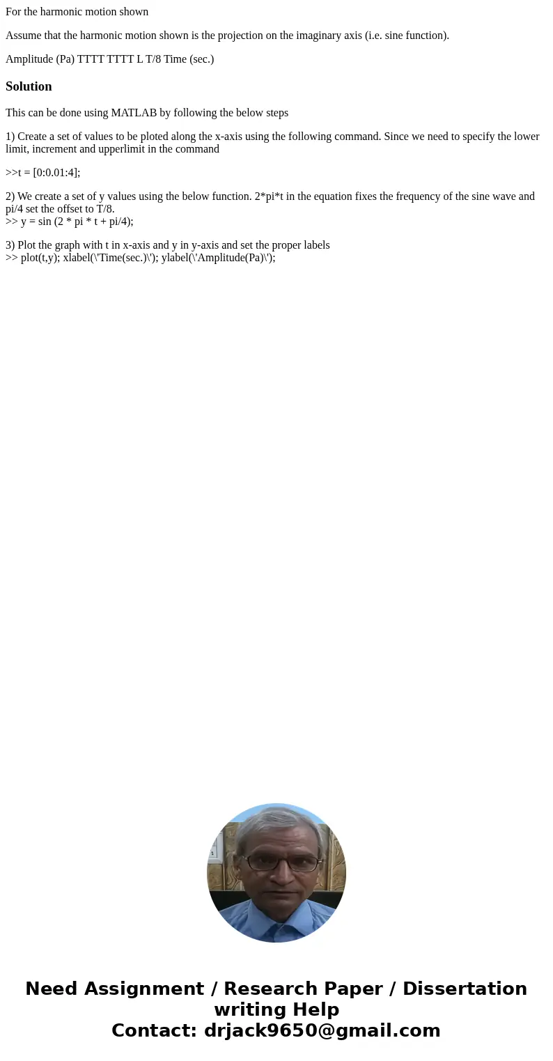 For the harmonic motion shown Assume that the harmonic motion shown is the projection on the imaginary axis (i.e. sine function). Amplitude (Pa) TTTT TTTT L T/8 For the harmonic motion shown Assume that the harmonic motion shown is the projection on the imaginary axis (i.e. sine function). Amplitude (Pa) TTTT TTTT L T/8