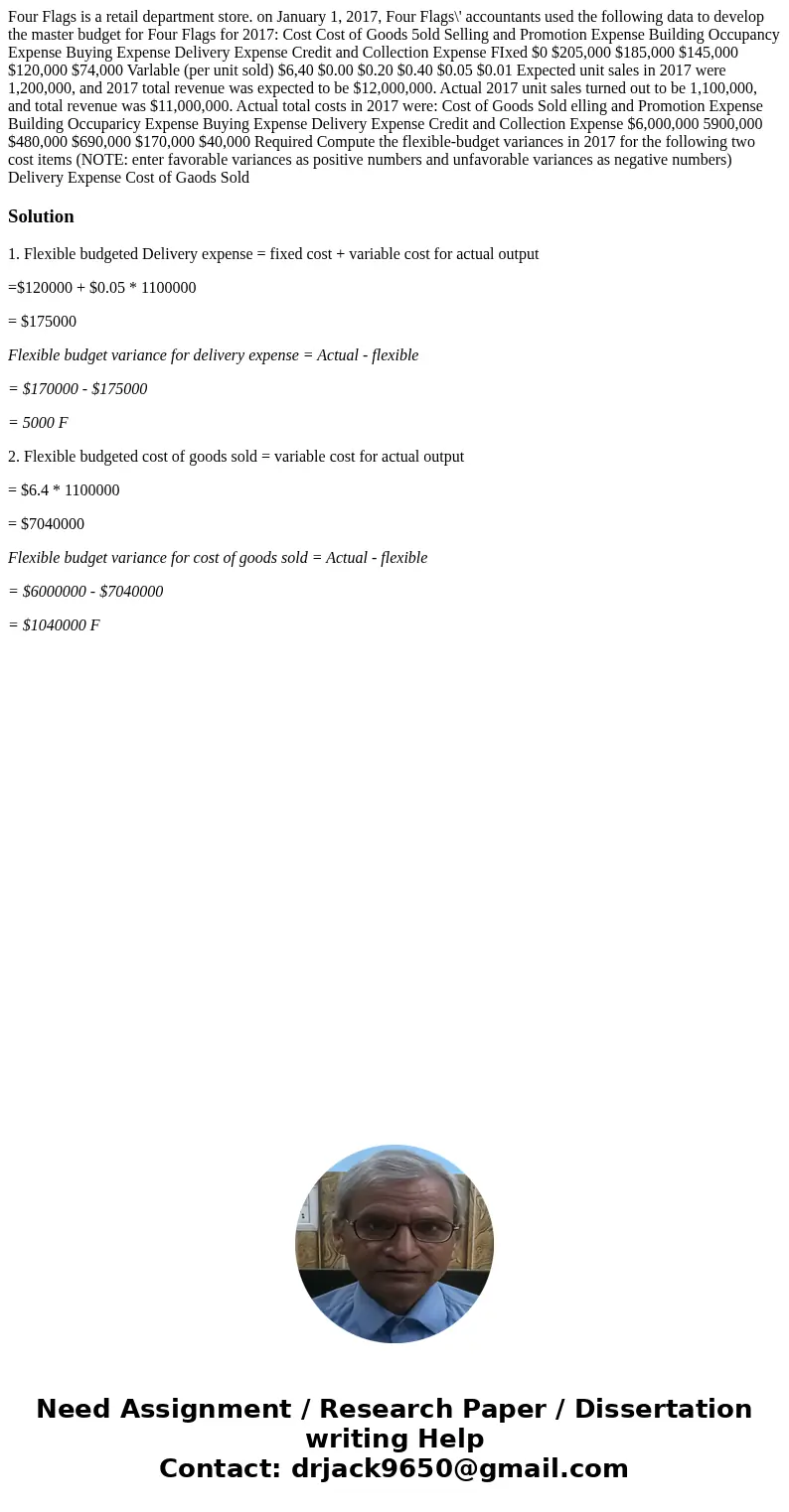  Four Flags is a retail department store. on January 1, 2017, Four Flags\' accountants used the following data to develop the master budget for Four Flags for 2