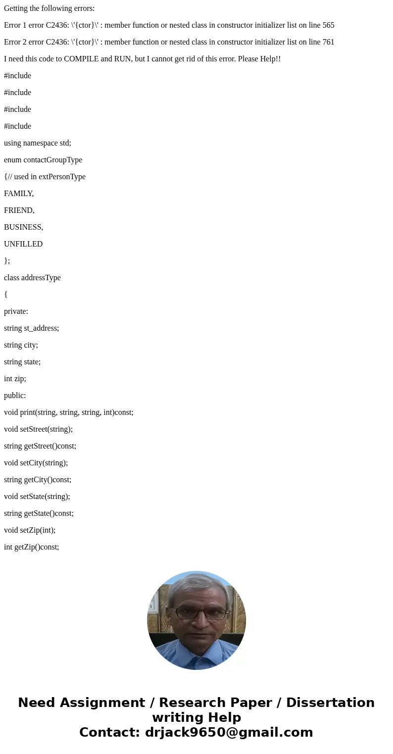 Getting the following errors: Error 1 error C2436: \'{ctor}\' : member function or nested class in constructor initializer list on line 565 Error 2 error C2436: Getting the following errors: Error 1 error C2436: \'{ctor}\' : member function or nested class in constructor initializer list on line 565 Error 2 error C2436: