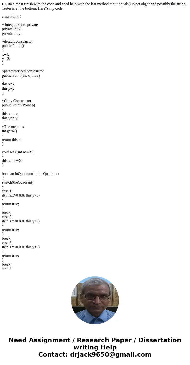 Hi, Im almost finish with the code and need help with the last method the \