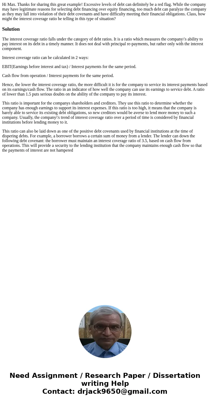 Hi Max. Thanks for sharing this great example! Excessive levels of debt can definitely be a red flag. While the company may have legitimate reasons for selectin