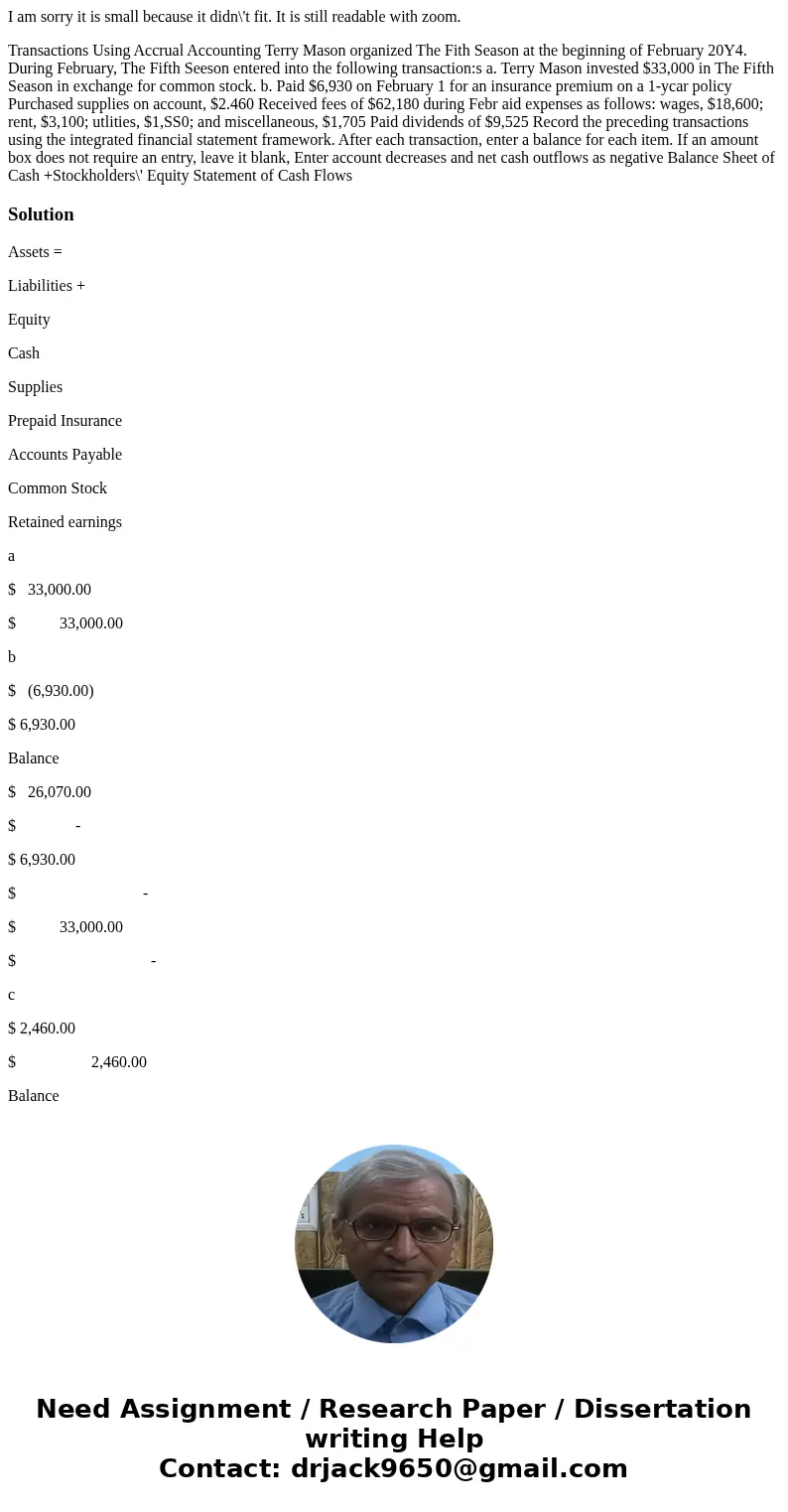 I am sorry it is small because it didn\'t fit. It is still readable with zoom. Transactions Using Accrual Accounting Terry Mason organized The Fith Season at th