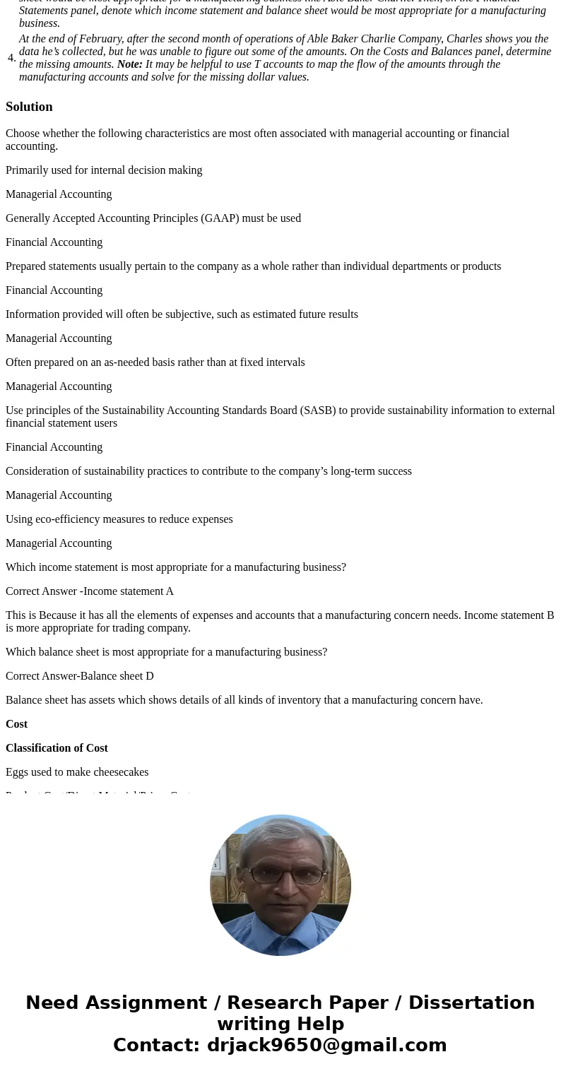 I\'ll rate posting for sec times just do last parts like cost and balance sheet ( account balance and cost incurred ) that\'s it ready question carefully then a