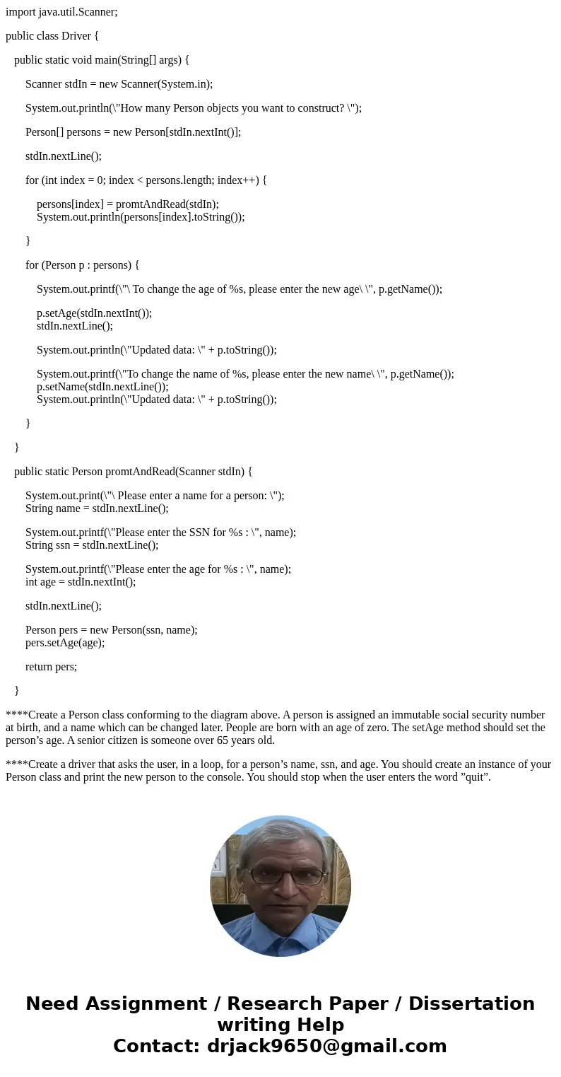 import java.util.Scanner; public class Driver { public static void main(String[] args) { Scanner stdIn = new Scanner(System.in); System.out.println(\