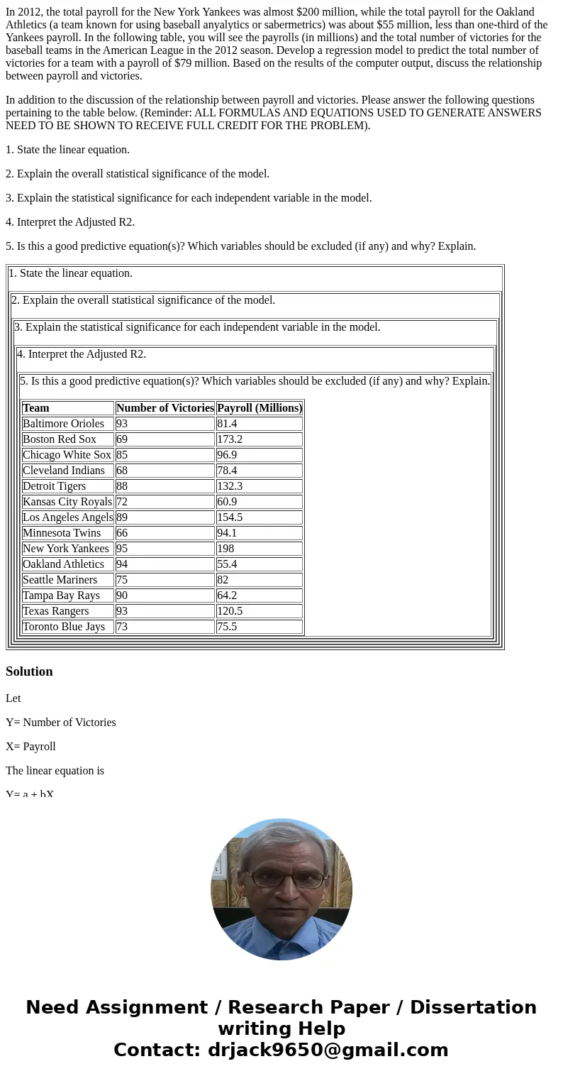In 2012, the total payroll for the New York Yankees was almost $200 million, while the total payroll for the Oakland Athletics (a team known for using baseball 