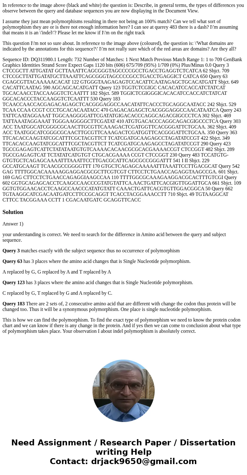 In reference to the image above (black and white) the question is: Describe, in general terms, the types of differences you observe between the query and databa In reference to the image above (black and white) the question is: Describe, in general terms, the types of differences you observe between the query and databa
