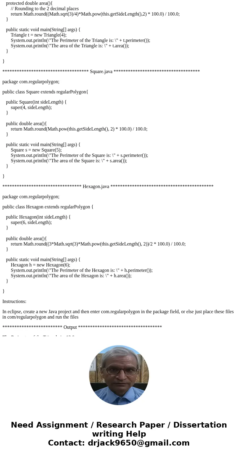  In this lab, you will be implementing the following class hierarchy. Your concrete classes must call the superclass constructor with the proper number of sides