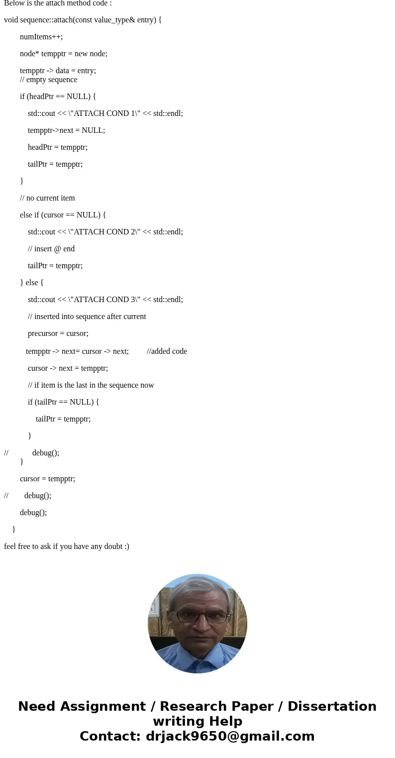 Linked Lists (C++) - Attaching a node inside the list Hello, I\'m having a problem figuring out my attach() function below, the third condition seems to de-link Linked Lists (C++) - Attaching a node inside the list Hello, I\'m having a problem figuring out my attach() function below, the third condition seems to de-link