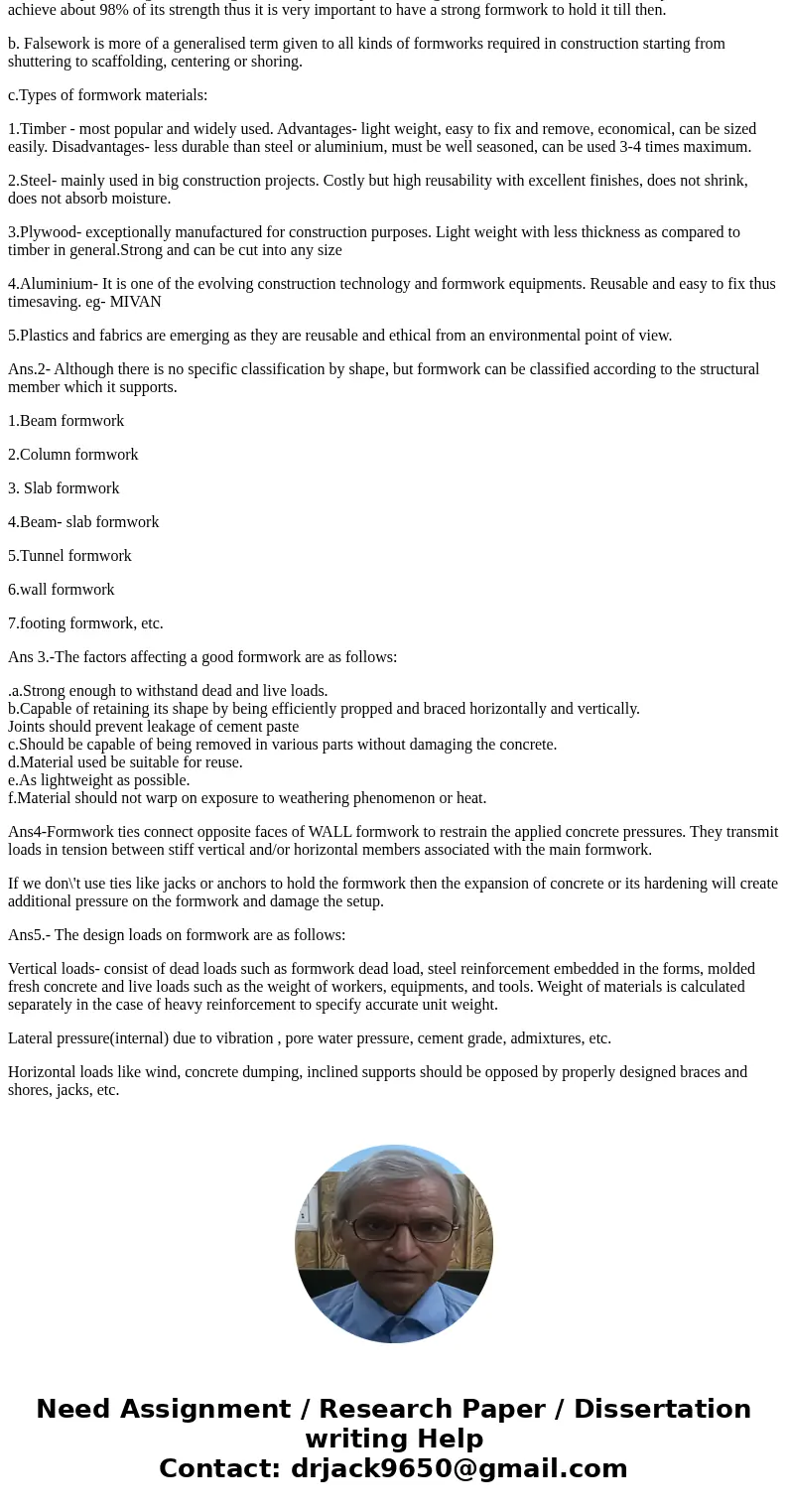 mworlk and w ol use tt b) Defne falsewort c) Compore between formwork metcriads 2 what ace s)Factors affecting mwor k tormwork ties and why we use it 6) formwo