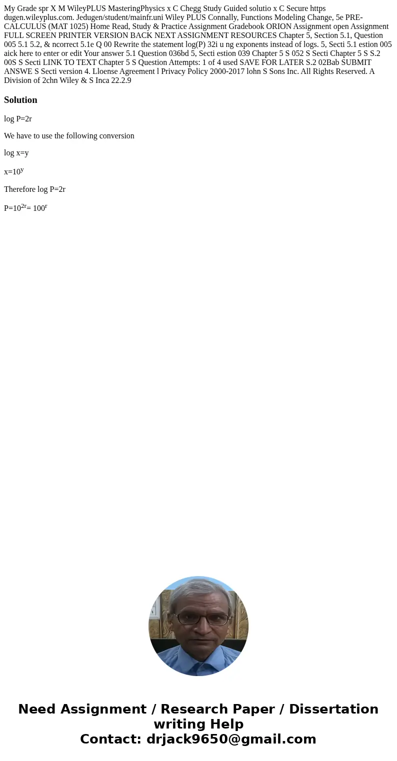  My Grade spr X M WileyPLUS MasteringPhysics x C Chegg Study Guided solutio x C Secure https dugen.wileyplus.com. Jedugen/student/mainfr.uni Wiley PLUS Connally