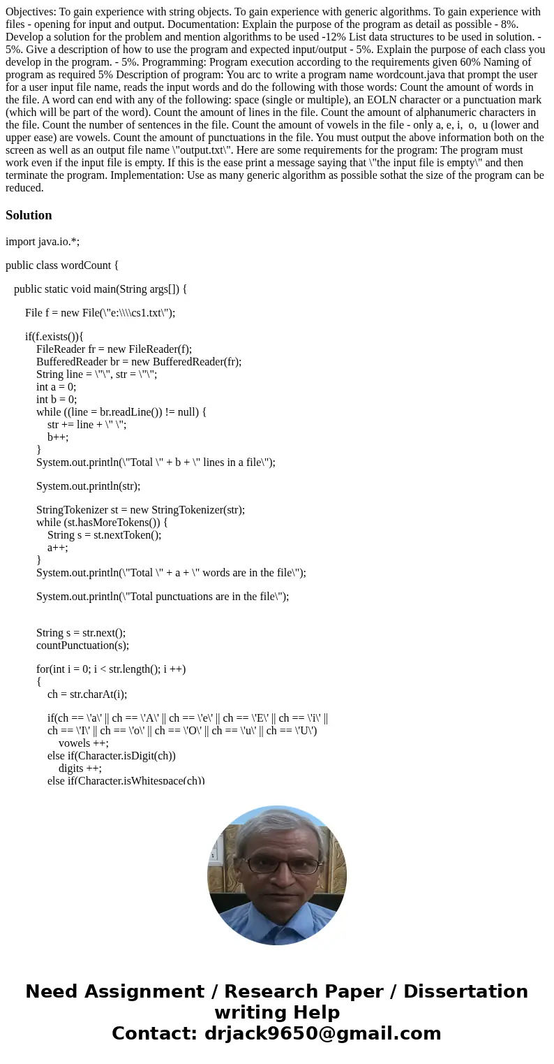 Objectives: To gain experience with string objects. To gain experience with generic algorithms. To gain experience with files - opening for input and output. D  Objectives: To gain experience with string objects. To gain experience with generic algorithms. To gain experience with files - opening for input and output. D