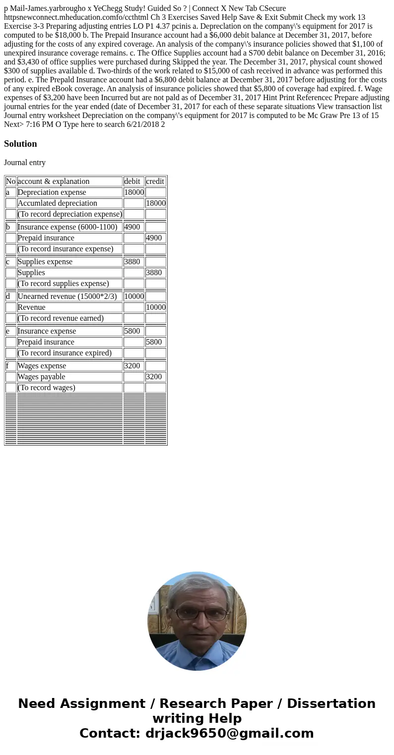  p Mail-James.yarbrougho x YeChegg Study! Guided So ? | Connect X New Tab CSecure httpsnewconnect.mheducation.comfo/ccthtml Ch 3 Exercises Saved Help Save &