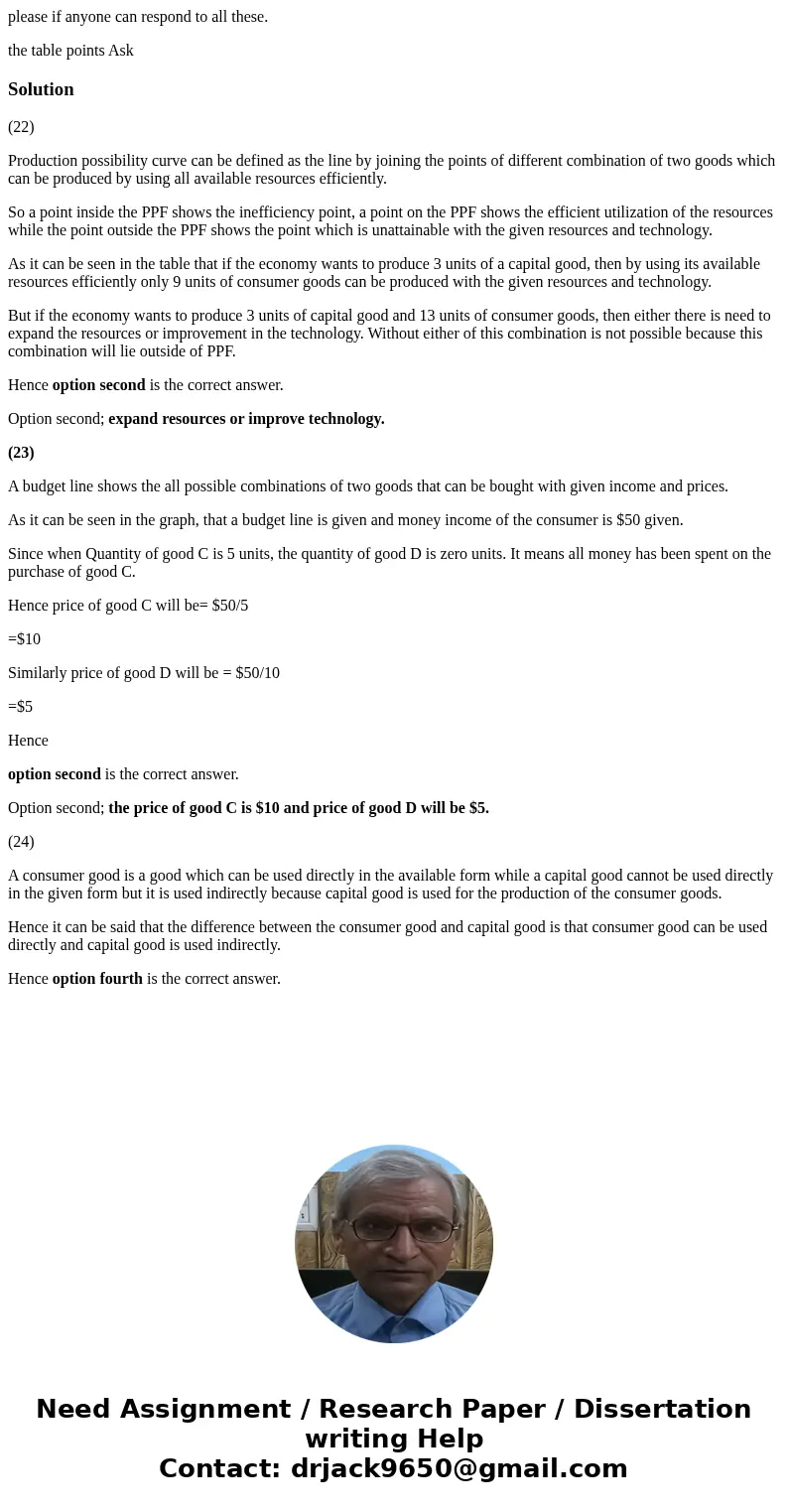 please if anyone can respond to all these. the table points Ask Solution(22) Production possibility curve can be defined as the line by joining the points of d  please if anyone can respond to all these. the table points Ask Solution(22) Production possibility curve can be defined as the line by joining the points of d