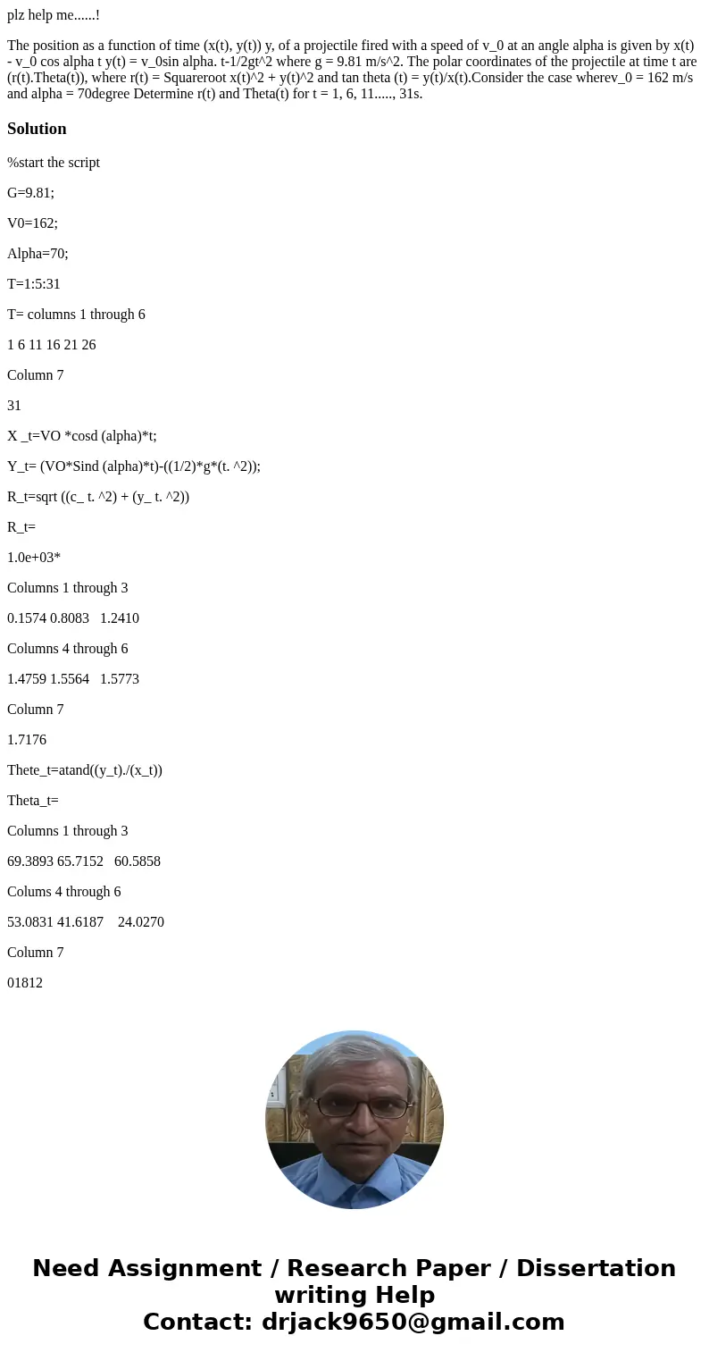 plz help me......! The position as a function of time (x(t), y(t)) y, of a projectile fired with a speed of v_0 at an angle alpha is given by x(t) - v_0 cos alp plz help me......! The position as a function of time (x(t), y(t)) y, of a projectile fired with a speed of v_0 at an angle alpha is given by x(t) - v_0 cos alp