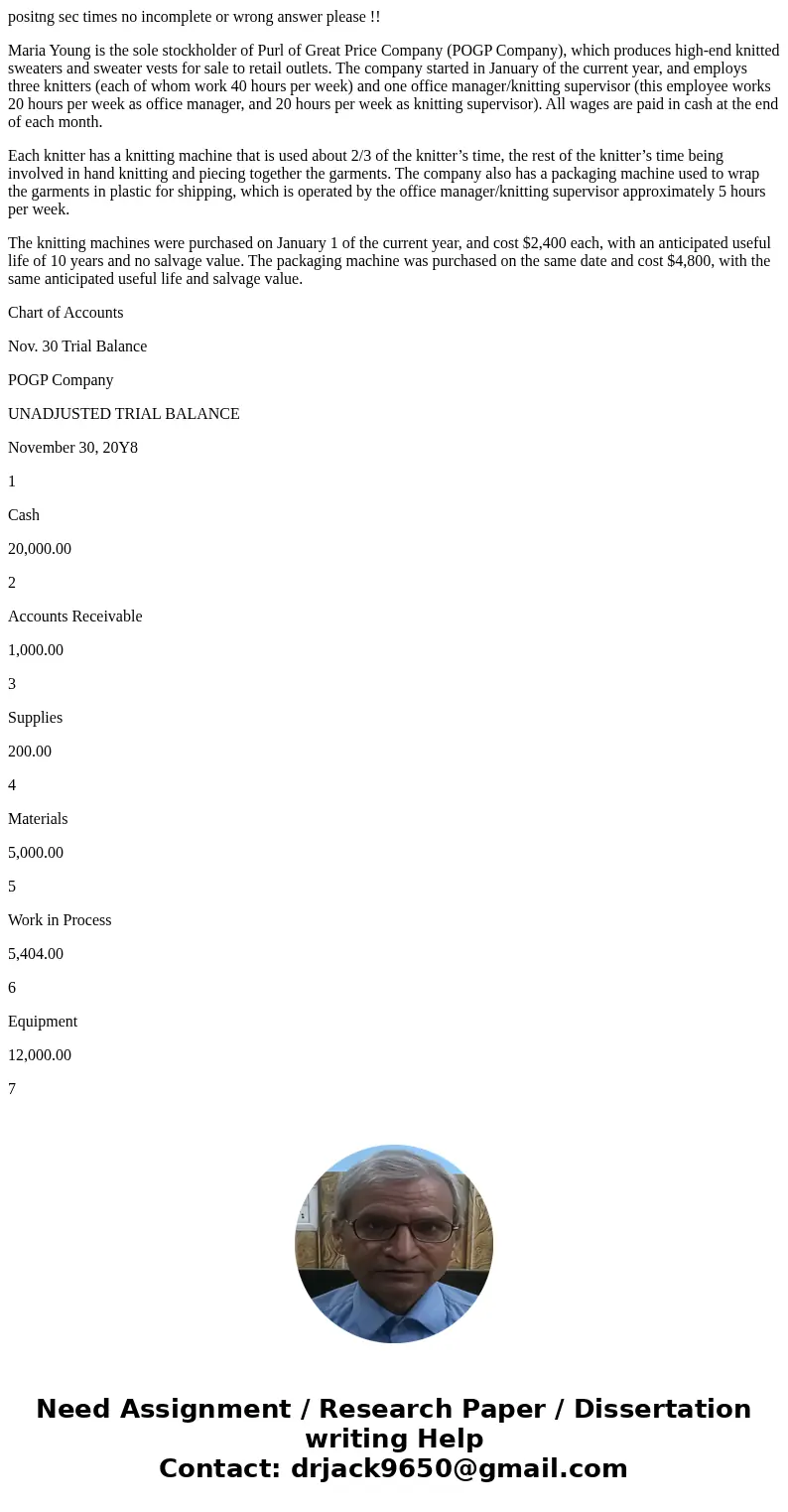 positng sec times no incomplete or wrong answer please !! Maria Young is the sole stockholder of Purl of Great Price Company (POGP Company), which produces high positng sec times no incomplete or wrong answer please !! Maria Young is the sole stockholder of Purl of Great Price Company (POGP Company), which produces high