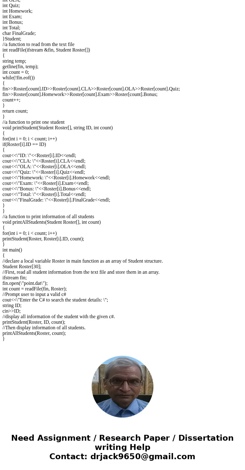 PURPOSE: c++ learn to work with arrays, structures, and I/O to be familiar with Visual Studio environment Description: In this assignment, please write a progra PURPOSE: c++ learn to work with arrays, structures, and I/O to be familiar with Visual Studio environment Description: In this assignment, please write a progra