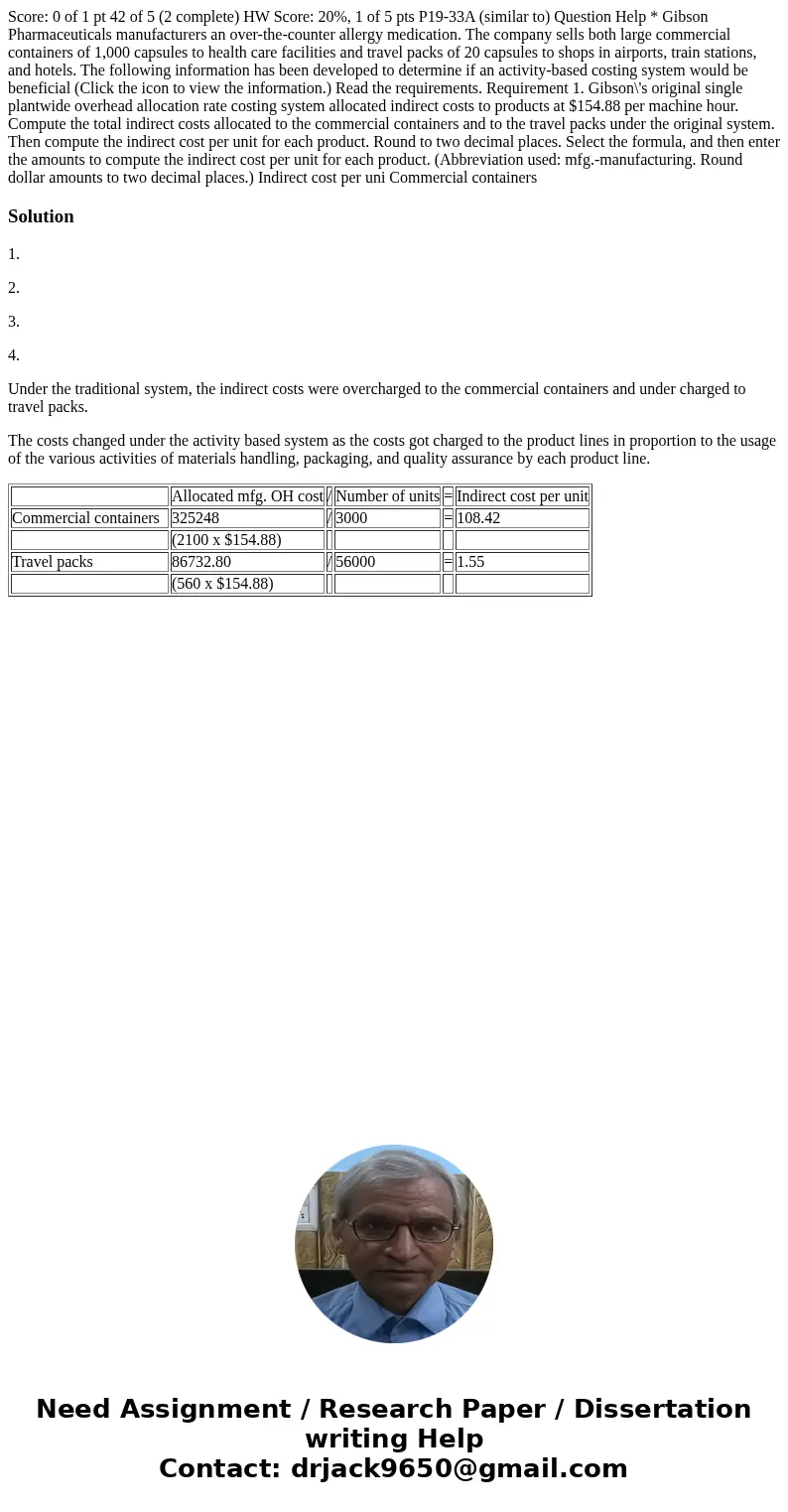 Score: 0 of 1 pt 42 of 5 (2 complete) HW Score: 20%, 1 of 5 pts P19-33A (similar to) Question Help * Gibson Pharmaceuticals manufacturers an over-the-counter a  Score: 0 of 1 pt 42 of 5 (2 complete) HW Score: 20%, 1 of 5 pts P19-33A (similar to) Question Help * Gibson Pharmaceuticals manufacturers an over-the-counter a