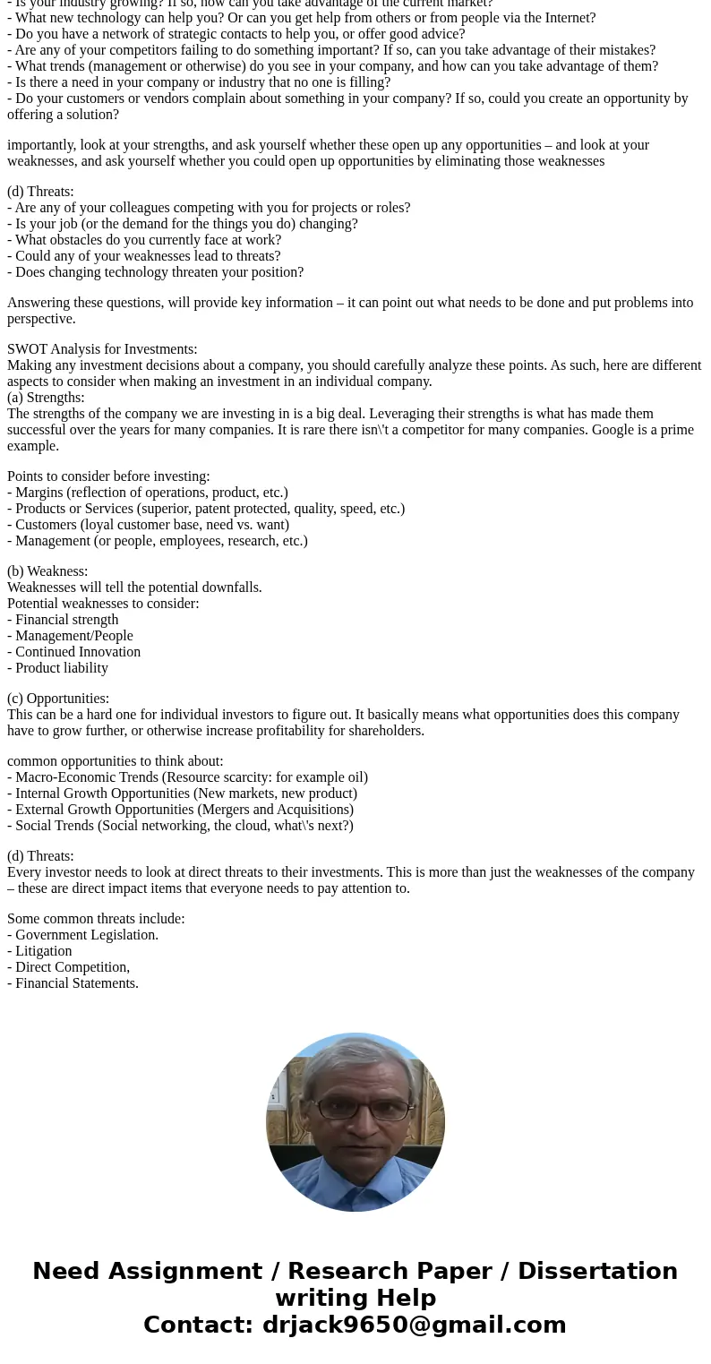 Search the web for information about SWOT analysis. Notice that there is a wide range of contexts in which SWOT analysis can be applied. Discuss if SWOT methodo