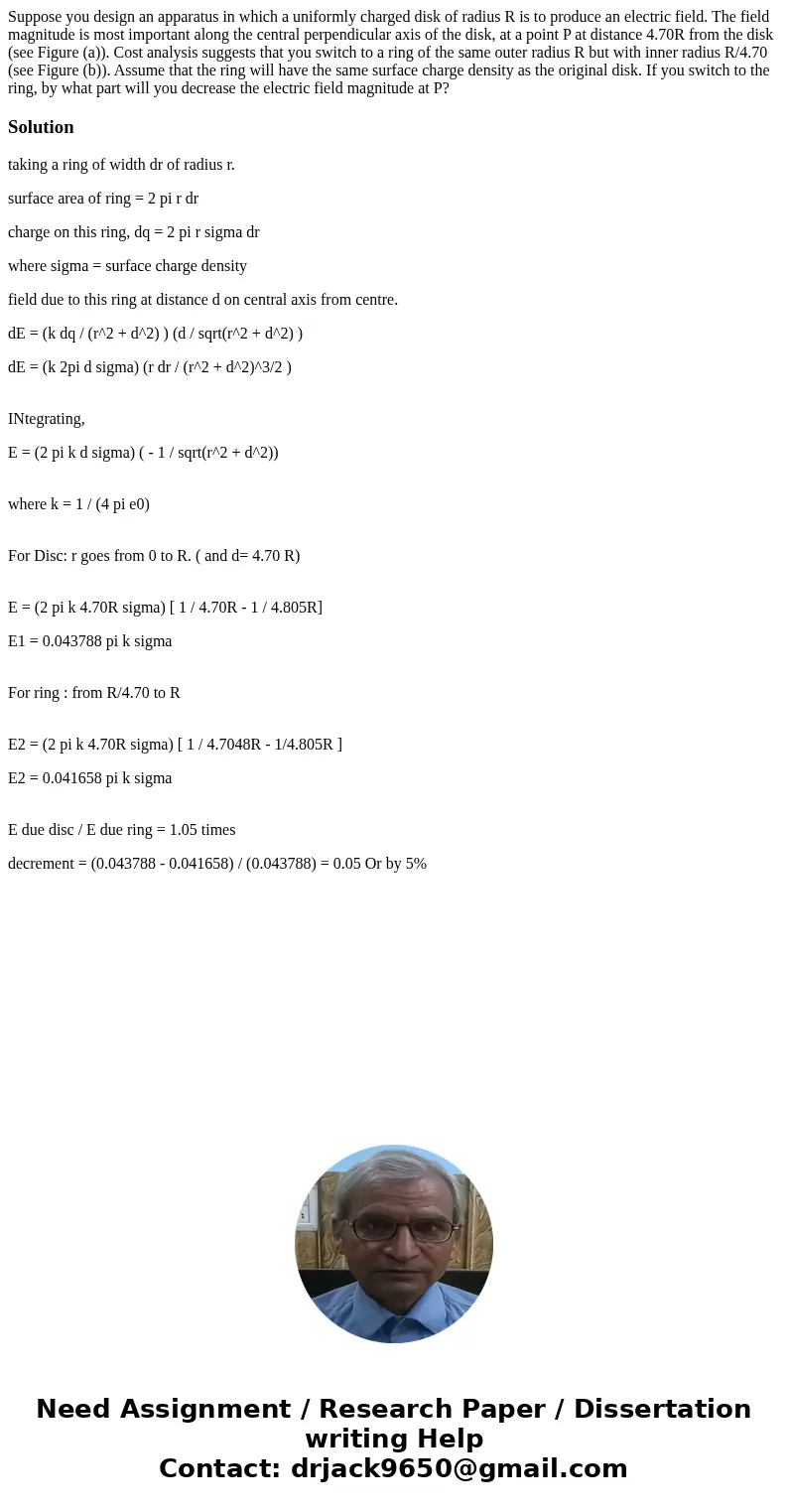 Suppose you design an apparatus in which a uniformly charged disk of radius R is to produce an electric field. The field magnitude is most important along the c
