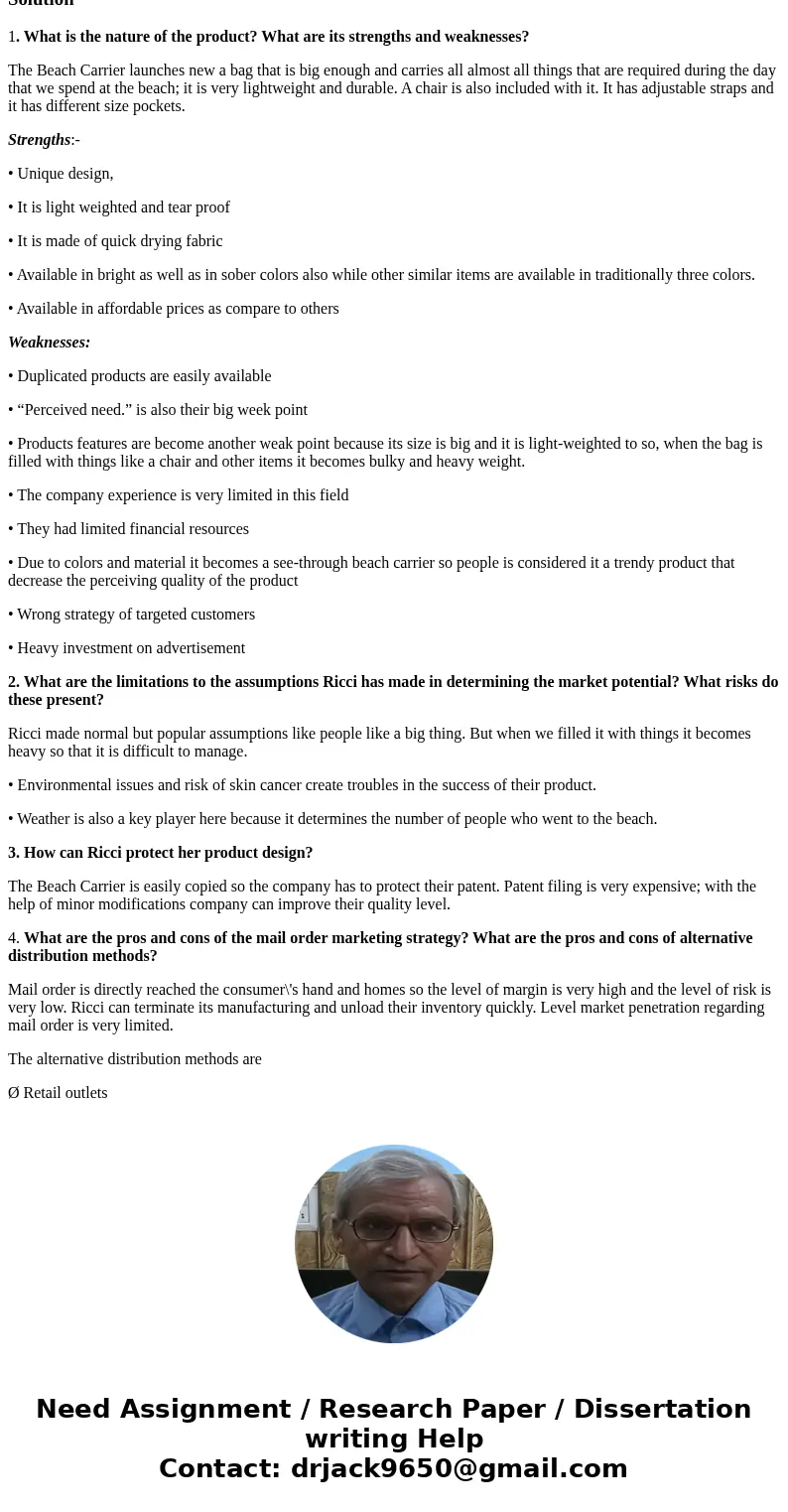 THE BEACH CARRIER Mary Ricci has a new product concept, The Beach Carrier, that she is ready to bring to market. Ricci is creative, optimistic, enthusiastic, fl
