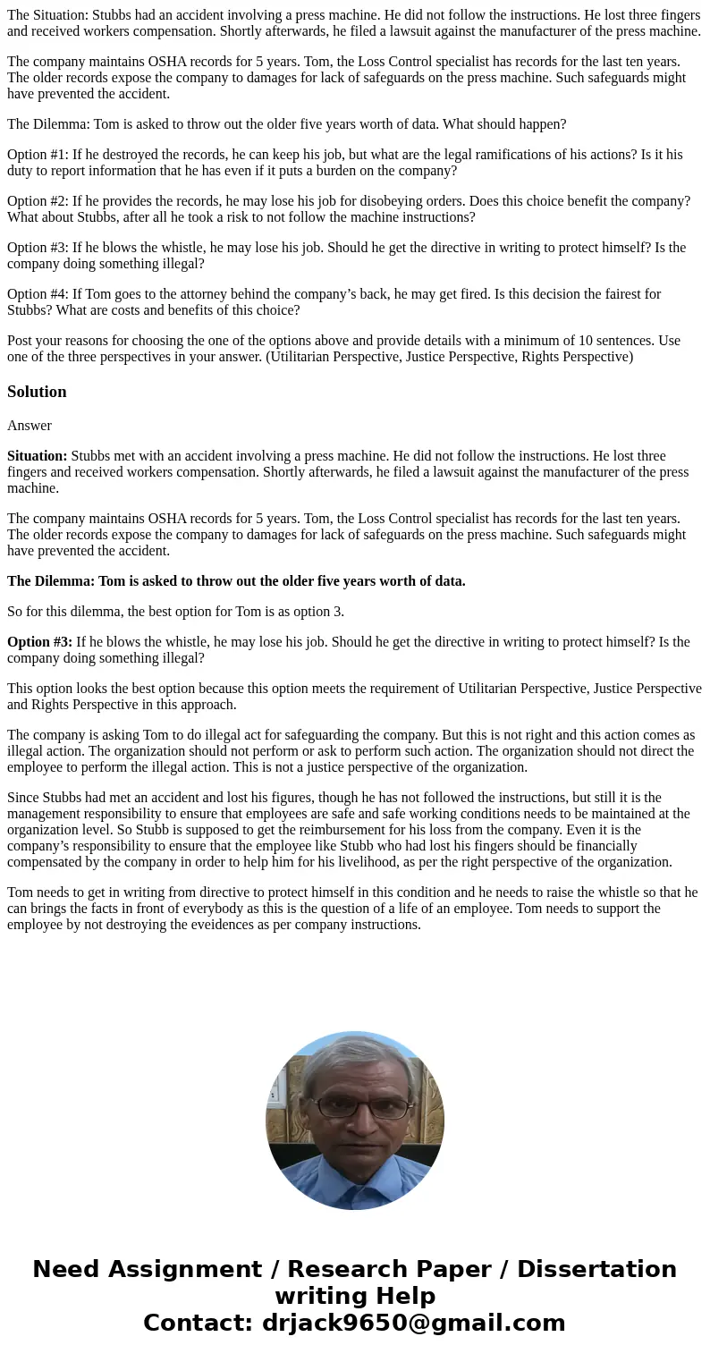The Situation: Stubbs had an accident involving a press machine. He did not follow the instructions. He lost three fingers and received workers compensation. Sh