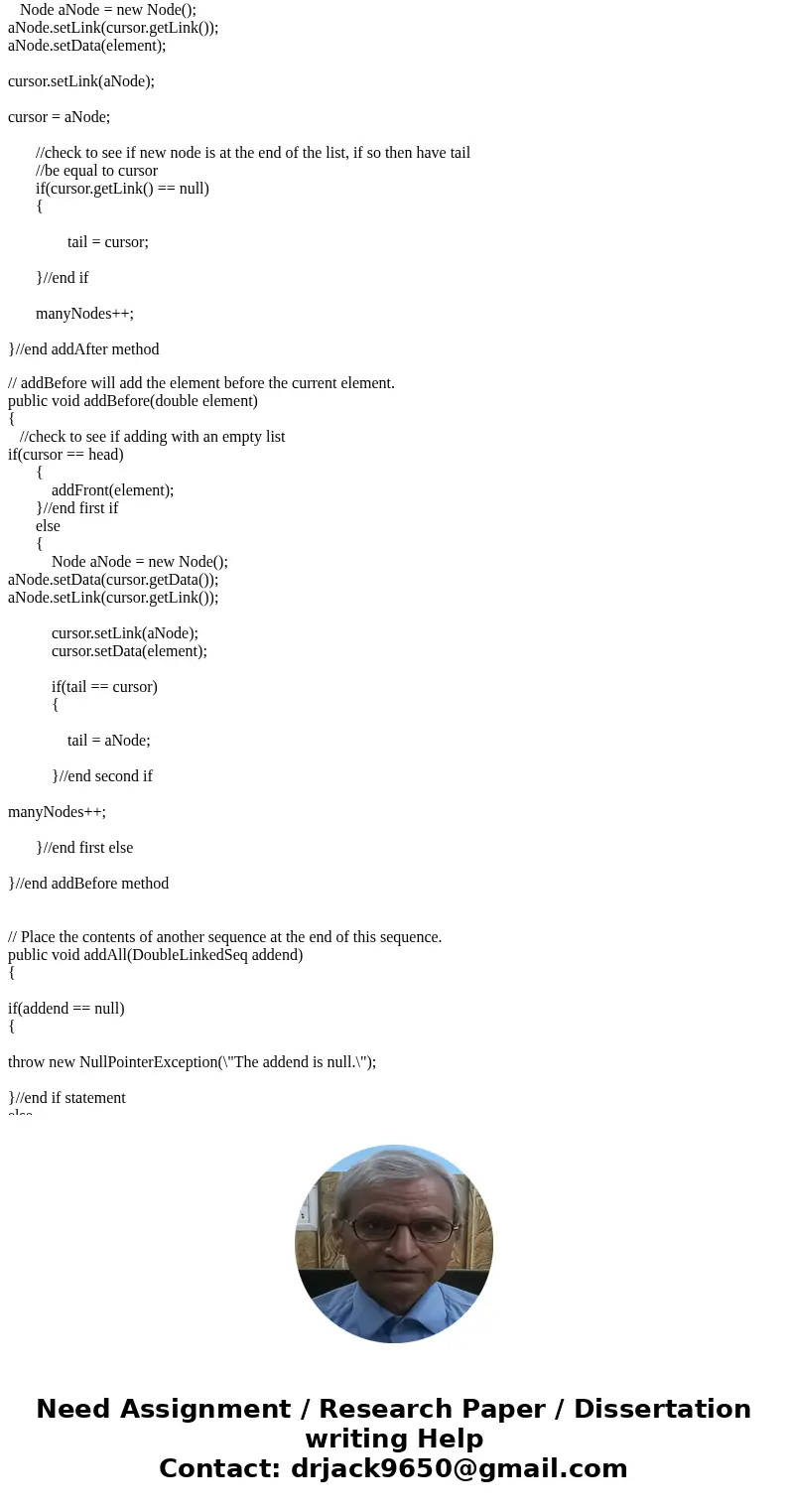 The specification of a non-generic DoubleLinkedSeq class All the fields except dummy require accessor and mutator methods. You should instantiate dummy at the d