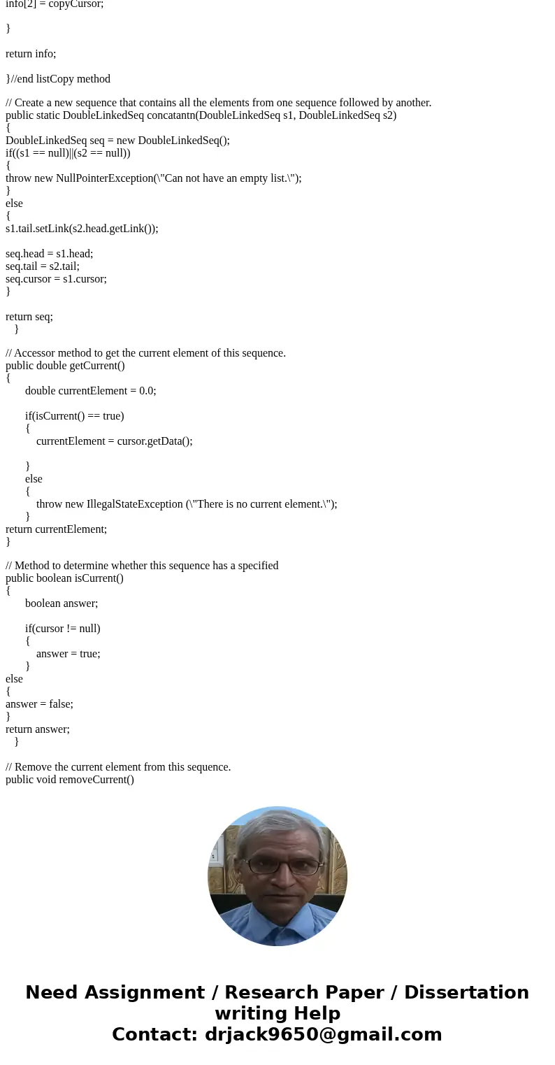 The specification of a non-generic DoubleLinkedSeq class All the fields except dummy require accessor and mutator methods. You should instantiate dummy at the d