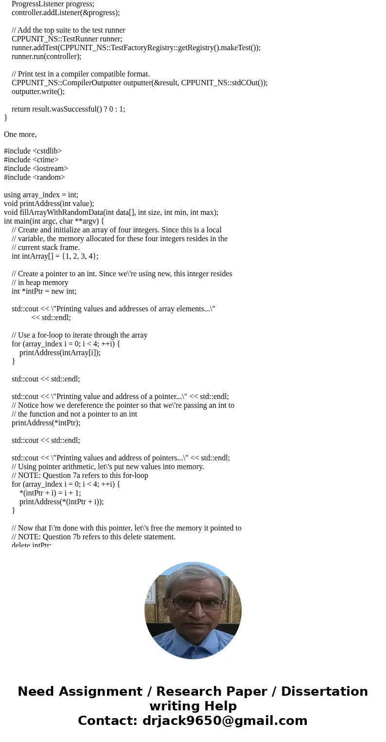This is C++. and I have two programming. #include <cppunit/BriefTestProgressListener.h> #include <cppunit/CompilerOutputter.h> #include <cppunit/ This is C++. and I have two programming. #include <cppunit/BriefTestProgressListener.h> #include <cppunit/CompilerOutputter.h> #include <cppunit/