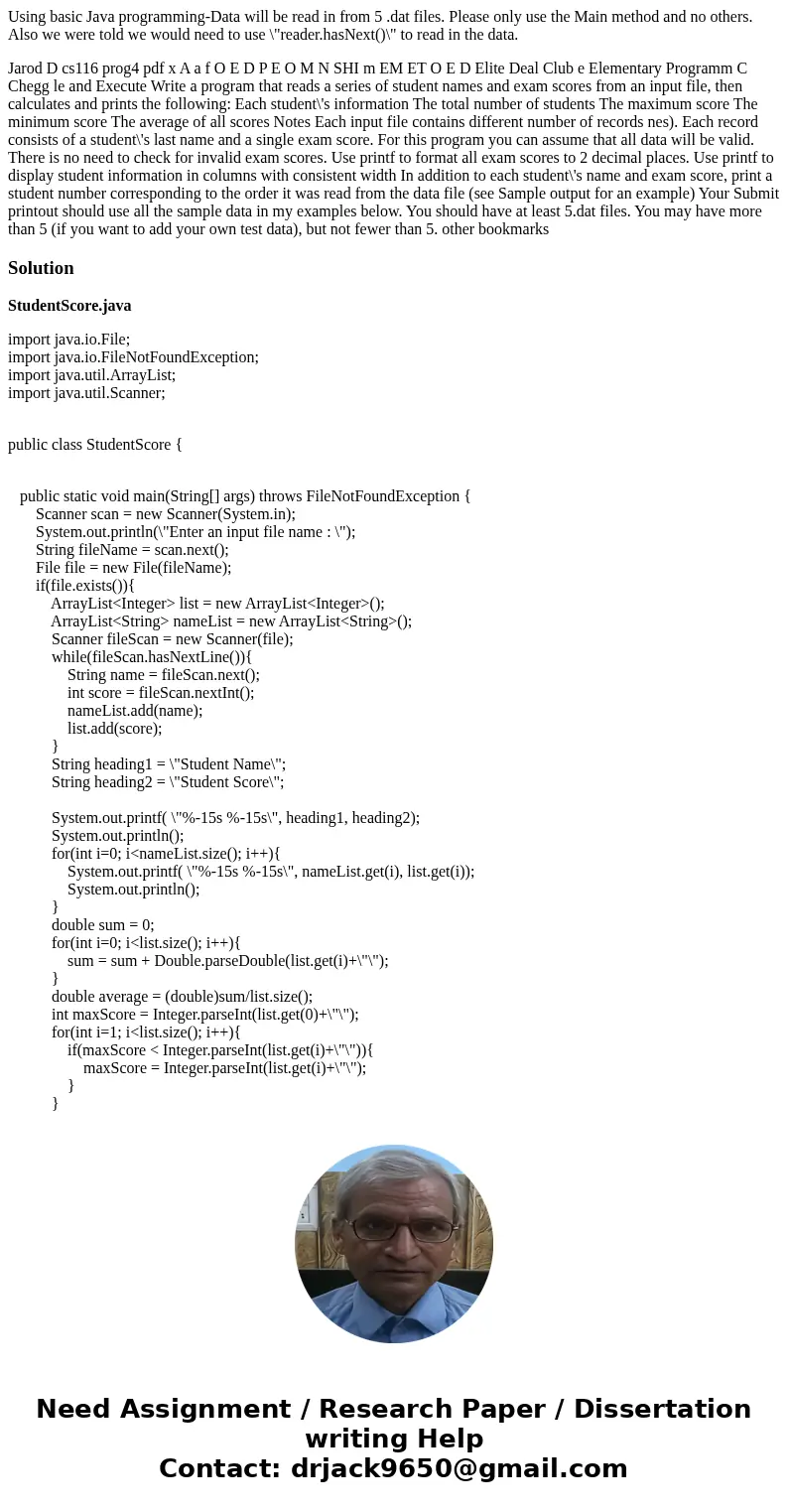Using basic Java programming-Data will be read in from 5 .dat files. Please only use the Main method and no others. Also we were told we would need to use \ Using basic Java programming-Data will be read in from 5 .dat files. Please only use the Main method and no others. Also we were told we would need to use \