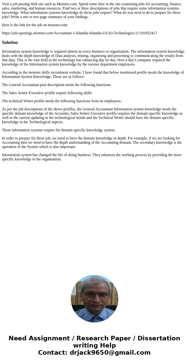 Visit a job posting Web site such as Monster.com. Spend some time at the site examining jobs for accounting, finance, sales, marketing, and human resources. Fin