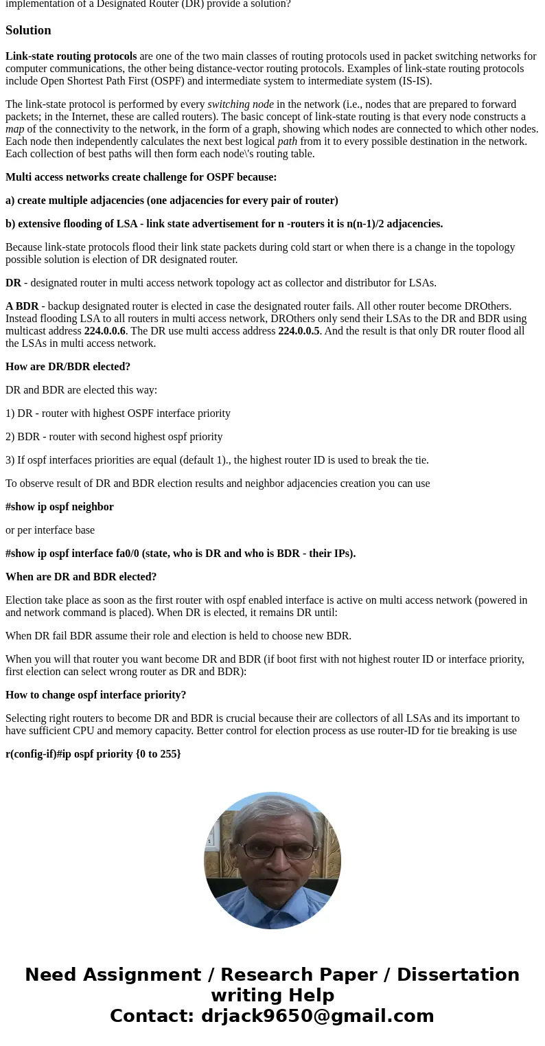 What is the challenge with the link-state flooding process in a large multiaccess network, and how does the OSPF implementation of a Designated Router (DR) prov