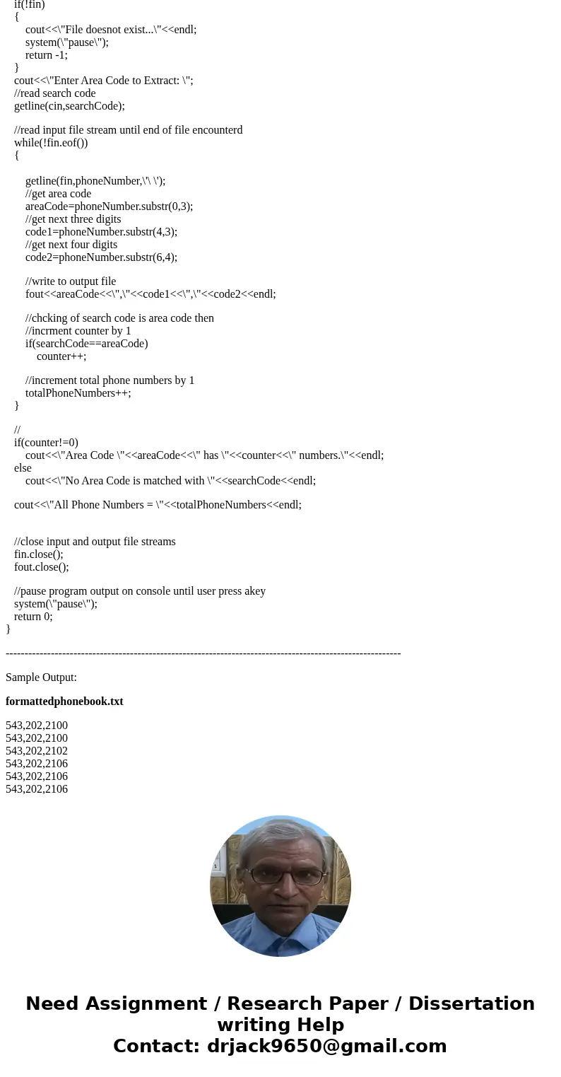 Write a program to read from the text file phonebook.txt and then do the following: (1) Ask for inputting an area code from keyboard, and print on screen how ma Write a program to read from the text file phonebook.txt and then do the following: (1) Ask for inputting an area code from keyboard, and print on screen how ma
