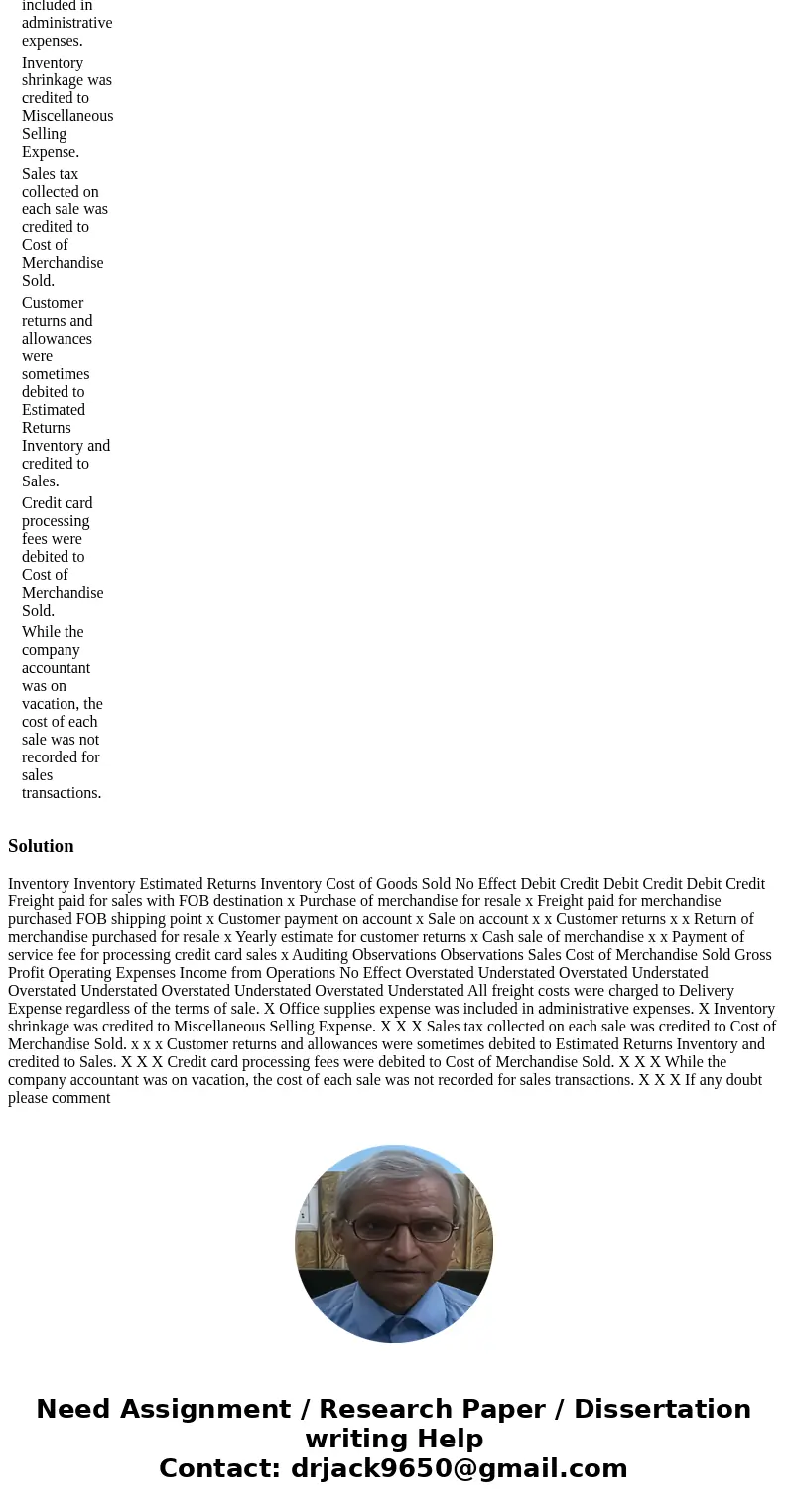 You are working as a summer intern for AAA Auditing. You have been asked to help resolve discrepancies noted in the audit for Dolfin Company, a retailer of spec