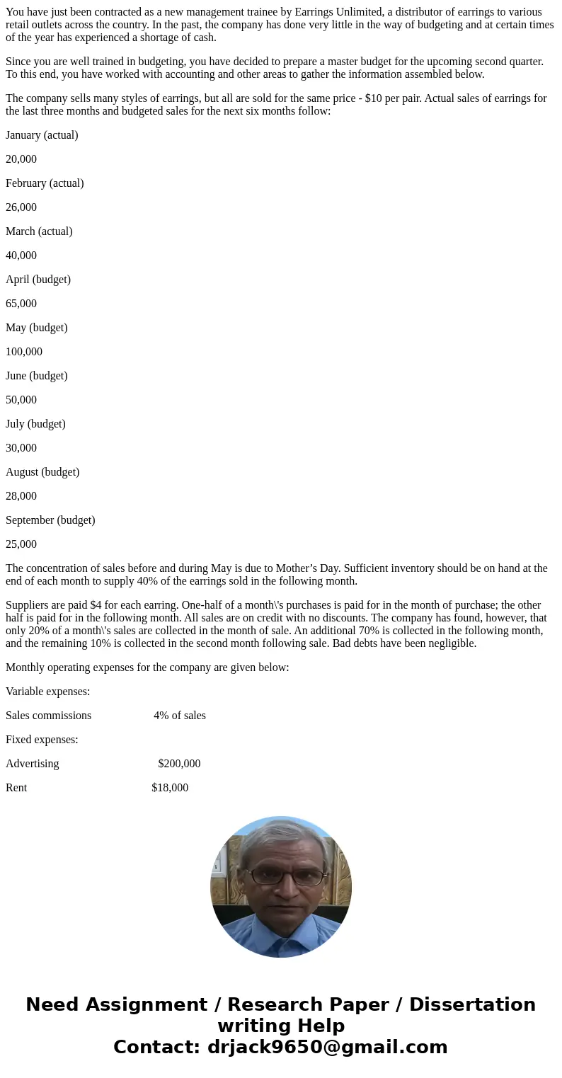 You have just been contracted as a new management trainee by Earrings Unlimited, a distributor of earrings to various retail outlets across the country. In the  You have just been contracted as a new management trainee by Earrings Unlimited, a distributor of earrings to various retail outlets across the country. In the