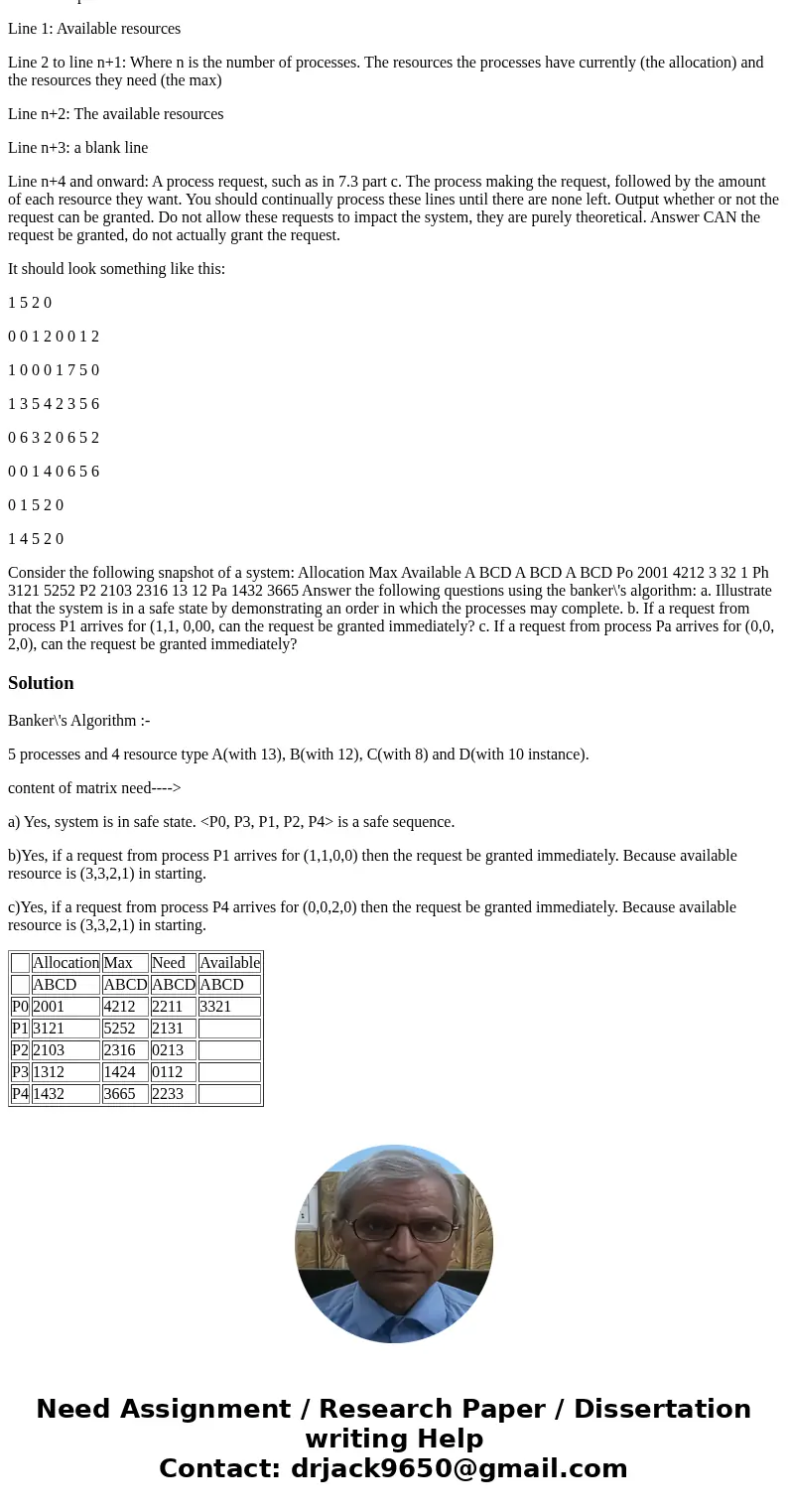 You may assume a static number of processes (5) and a static number of resources (4). Name: \ You may assume a static number of processes (5) and a static number of resources (4). Name: \