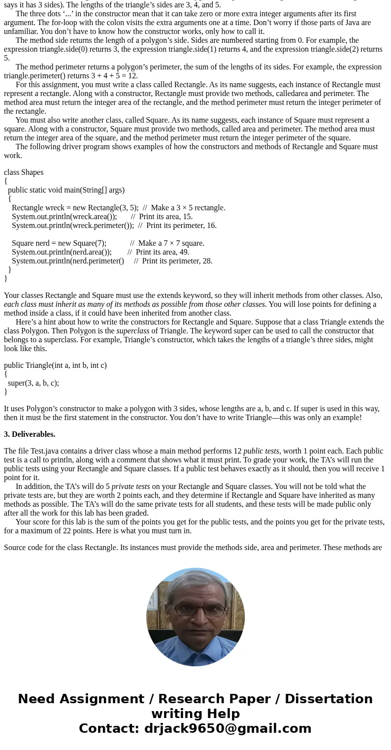 0. Introduction. In this lab assignment, you will extend some simple Java classes that represent plane figures from elementary geometry. The object of this assi 0. Introduction. In this lab assignment, you will extend some simple Java classes that represent plane figures from elementary geometry. The object of this assi