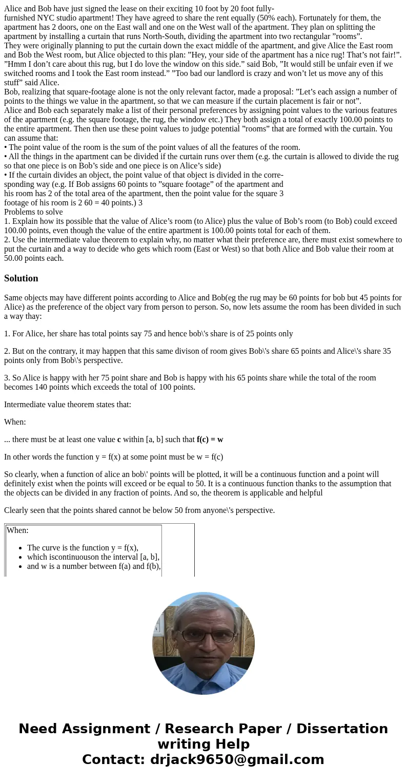Alice and Bob have just signed the lease on their exciting 10 foot by 20 foot fully- furnished NYC studio apartment! They have agreed to share the rent equally  Alice and Bob have just signed the lease on their exciting 10 foot by 20 foot fully- furnished NYC studio apartment! They have agreed to share the rent equally