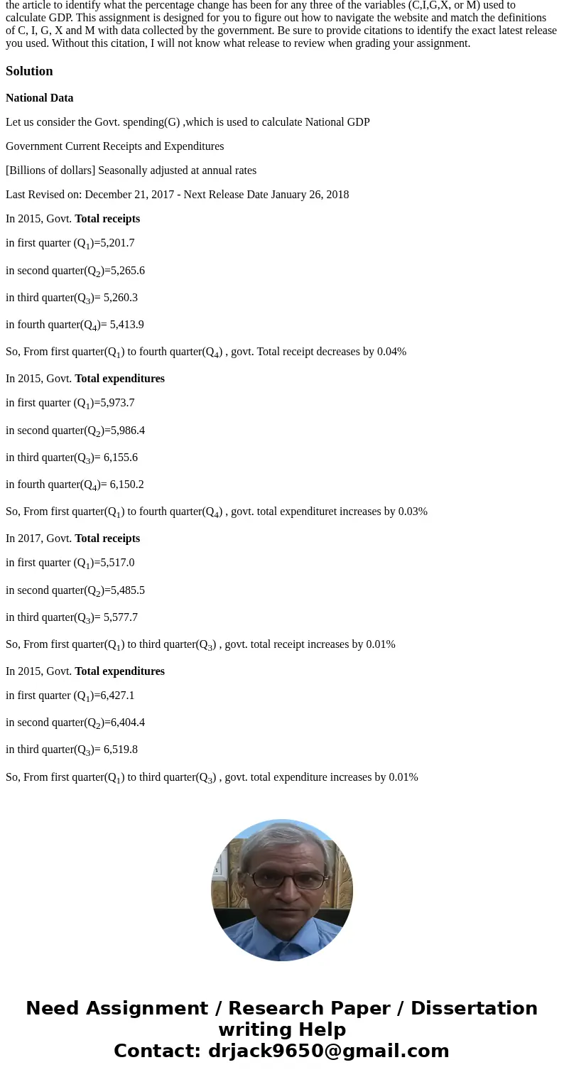 Assignment Three Your text has defined a method to calculate GDP as C+I+G+(X-M) Go to the US Department of Commerce\'s Bureau of Economic Analysis website locat Assignment Three Your text has defined a method to calculate GDP as C+I+G+(X-M) Go to the US Department of Commerce\'s Bureau of Economic Analysis website locat