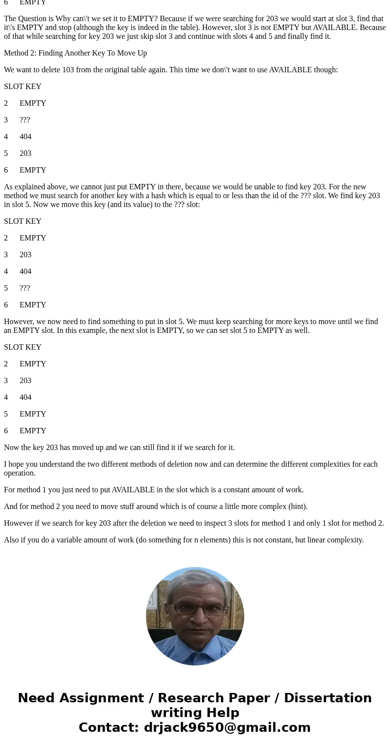 Assume the utilization of linear probing for hash-tables. To enhance the complexity of the operations performed on the table, a special AVAILABLE object is used Assume the utilization of linear probing for hash-tables. To enhance the complexity of the operations performed on the table, a special AVAILABLE object is used