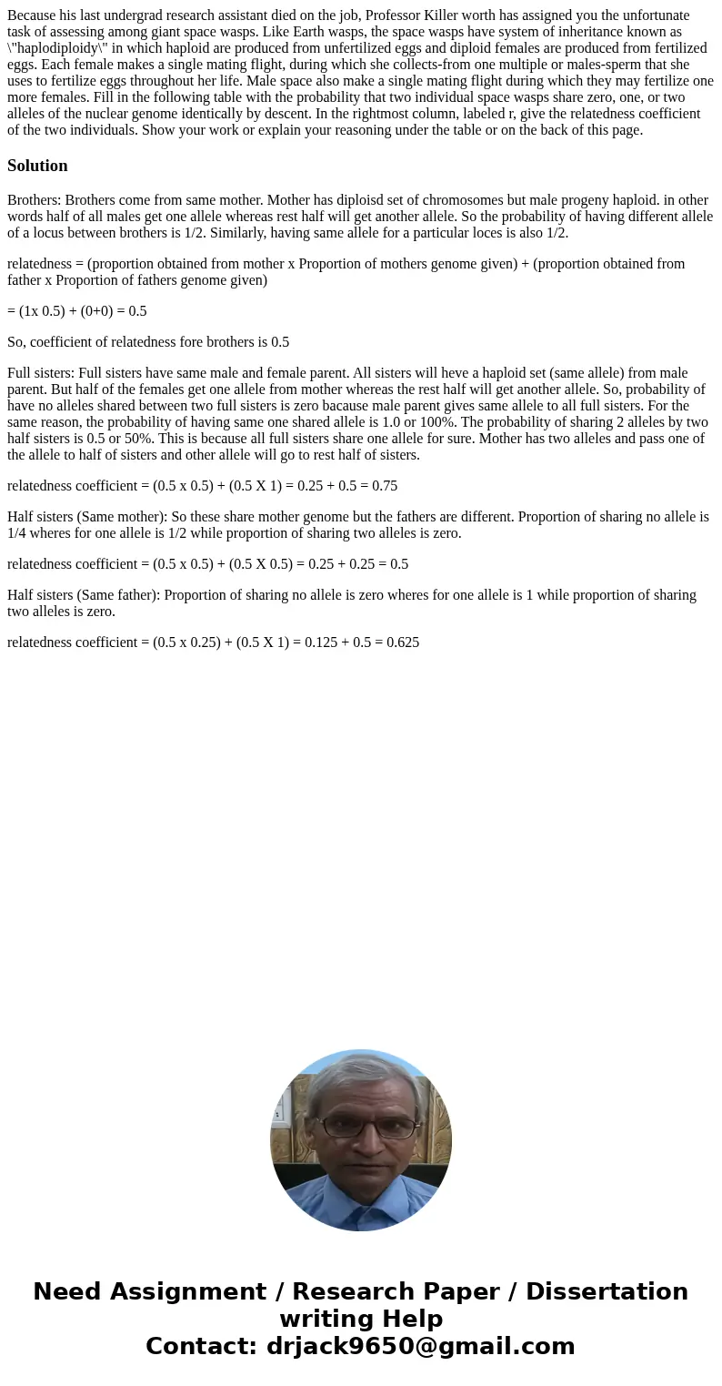 Because his last undergrad research assistant died on the job, Professor Killer worth has assigned you the unfortunate task of assessing among giant space wasp  Because his last undergrad research assistant died on the job, Professor Killer worth has assigned you the unfortunate task of assessing among giant space wasp