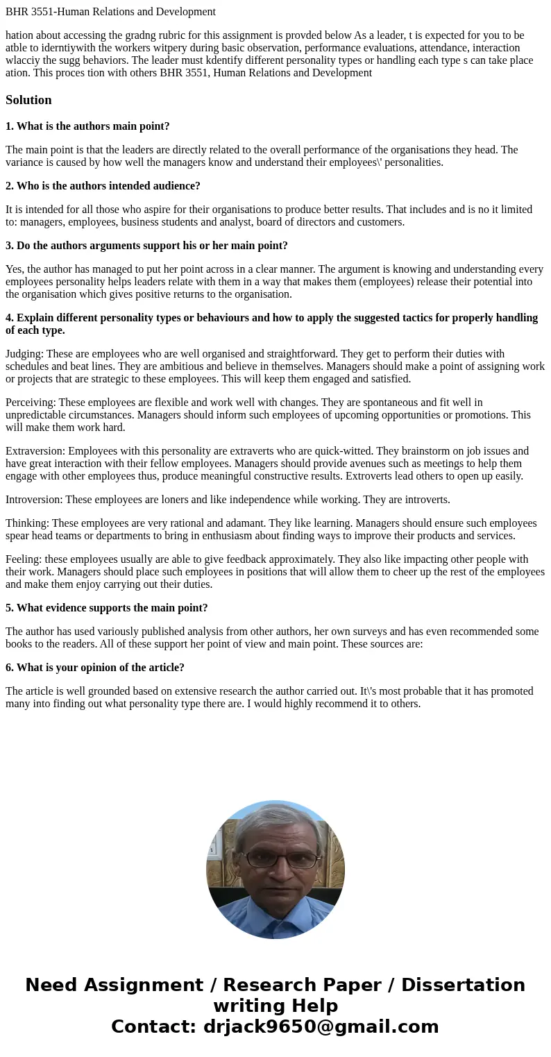 BHR 3551-Human Relations and Development hation about accessing the gradng rubric for this assignment is provded below As a leader, t is expected for you to be  BHR 3551-Human Relations and Development hation about accessing the gradng rubric for this assignment is provded below As a leader, t is expected for you to be