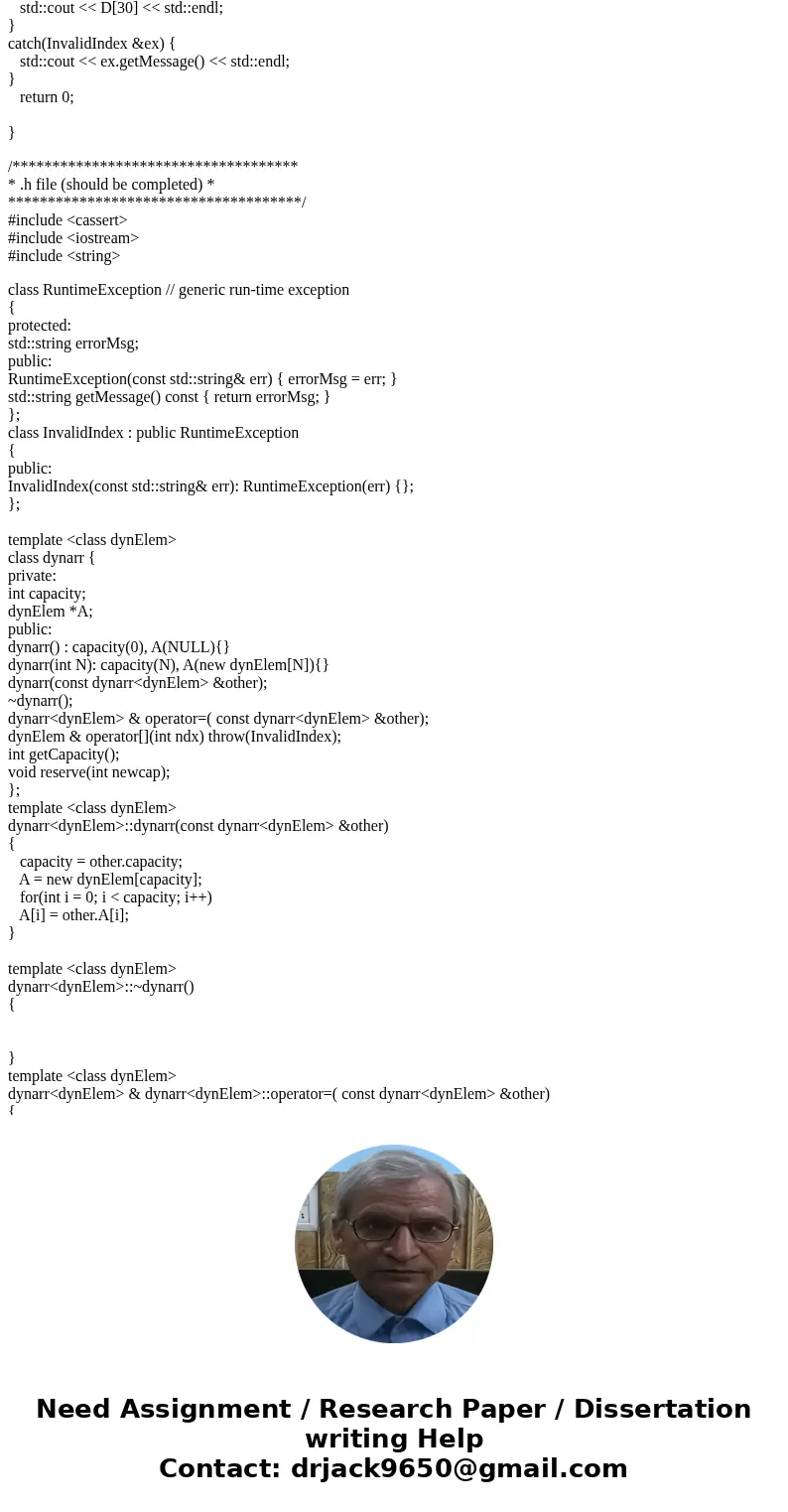  /************************************************************************** * complete .h file (.cpp file is complete) and an output is given * ***************