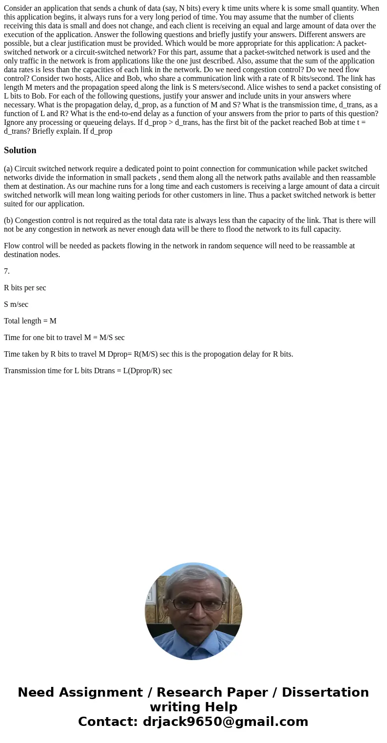  Consider an application that sends a chunk of data (say, N bits) every k time units where k is some small quantity. When this application begins, it always run