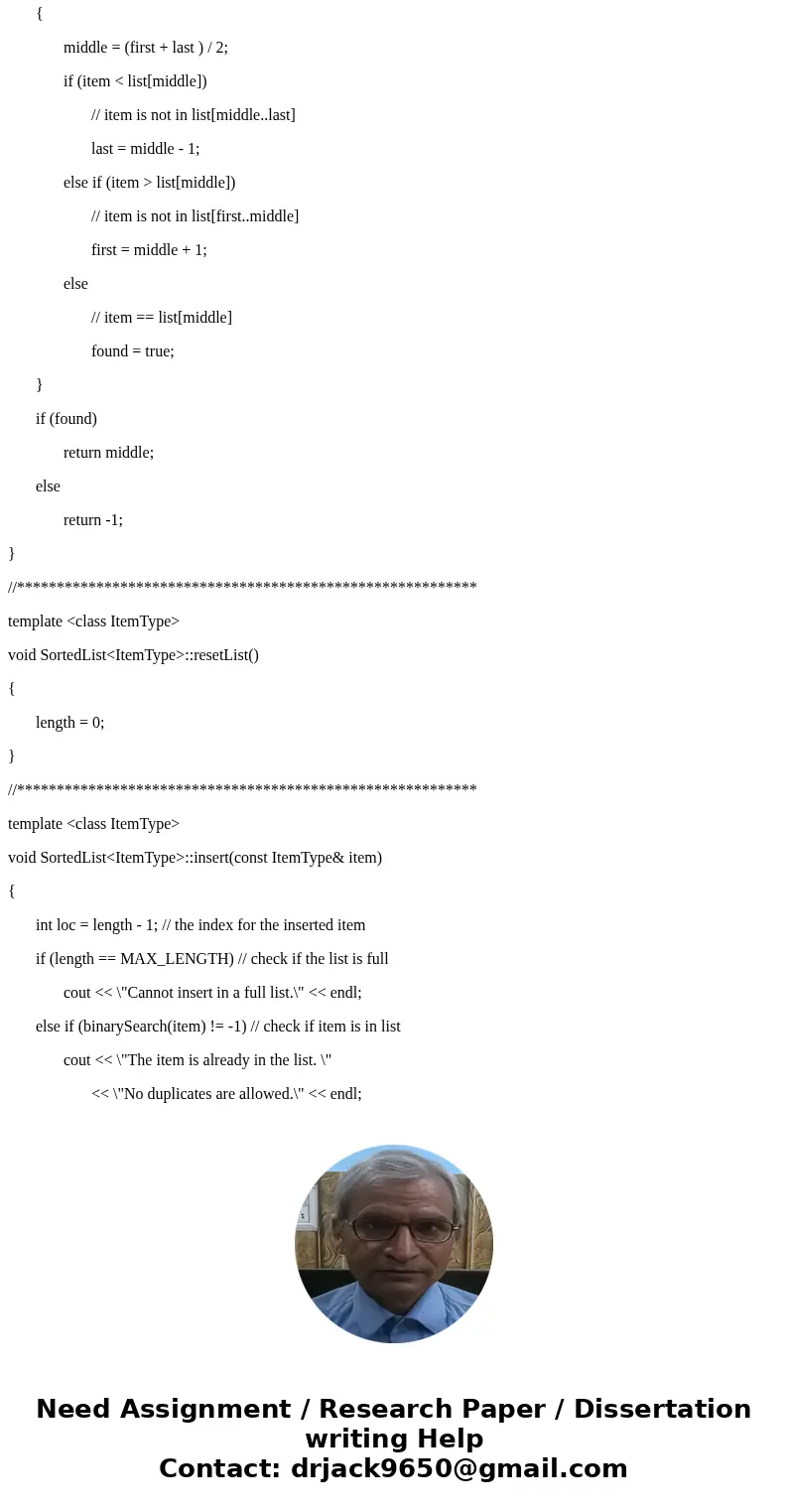 Data Structures using C++ Using the SortedList (sorted array-based list) class below: #ifndef SORTEDLIST_H #define SORTEDLIST_H #include <iostream> #inclu Data Structures using C++ Using the SortedList (sorted array-based list) class below: #ifndef SORTEDLIST_H #define SORTEDLIST_H #include <iostream> #inclu
