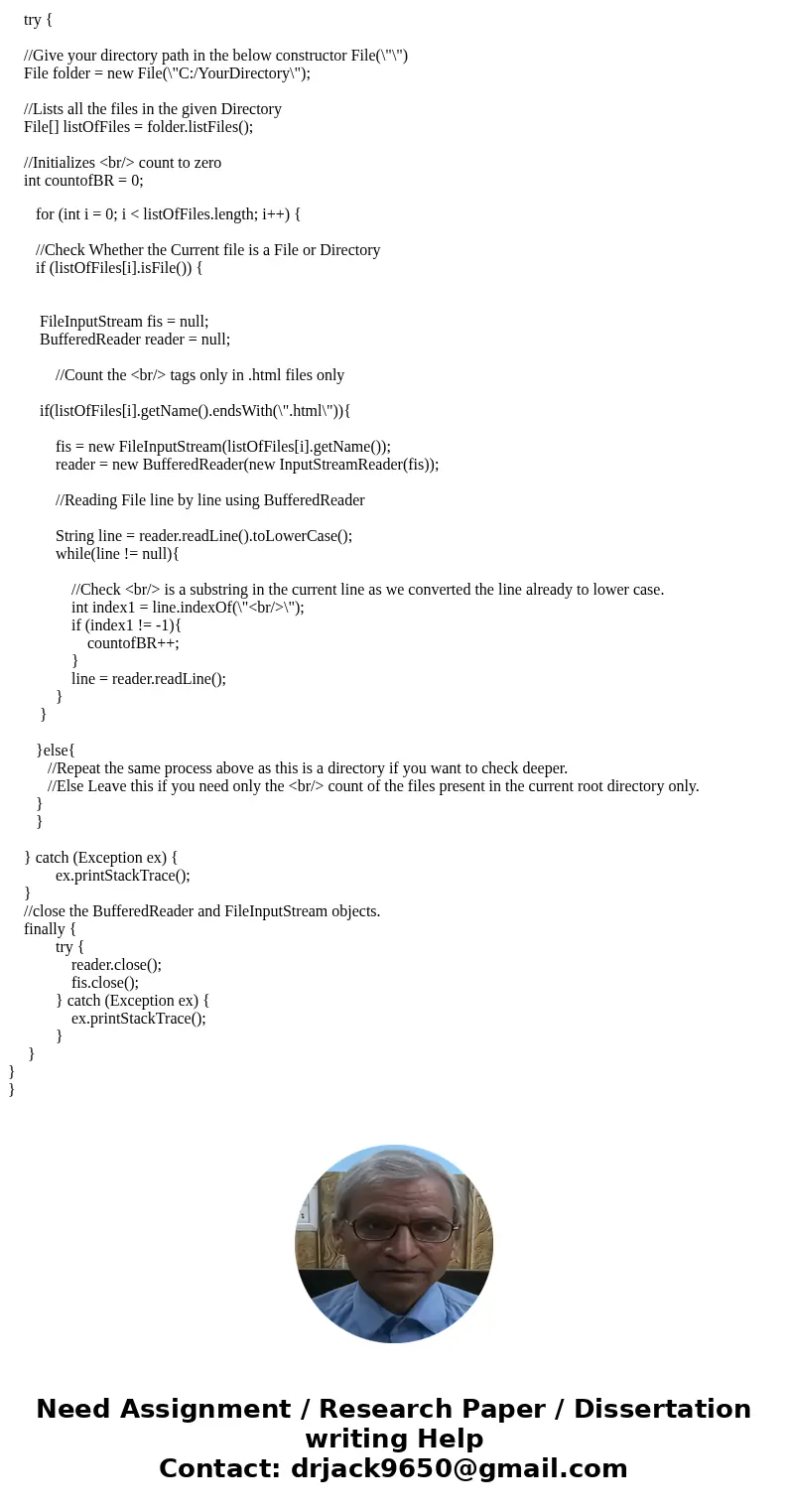 Devise a sequence to display a count of lines containing strings containing <BR /> in all .html files in the current directory. <BR /> is case-insen
