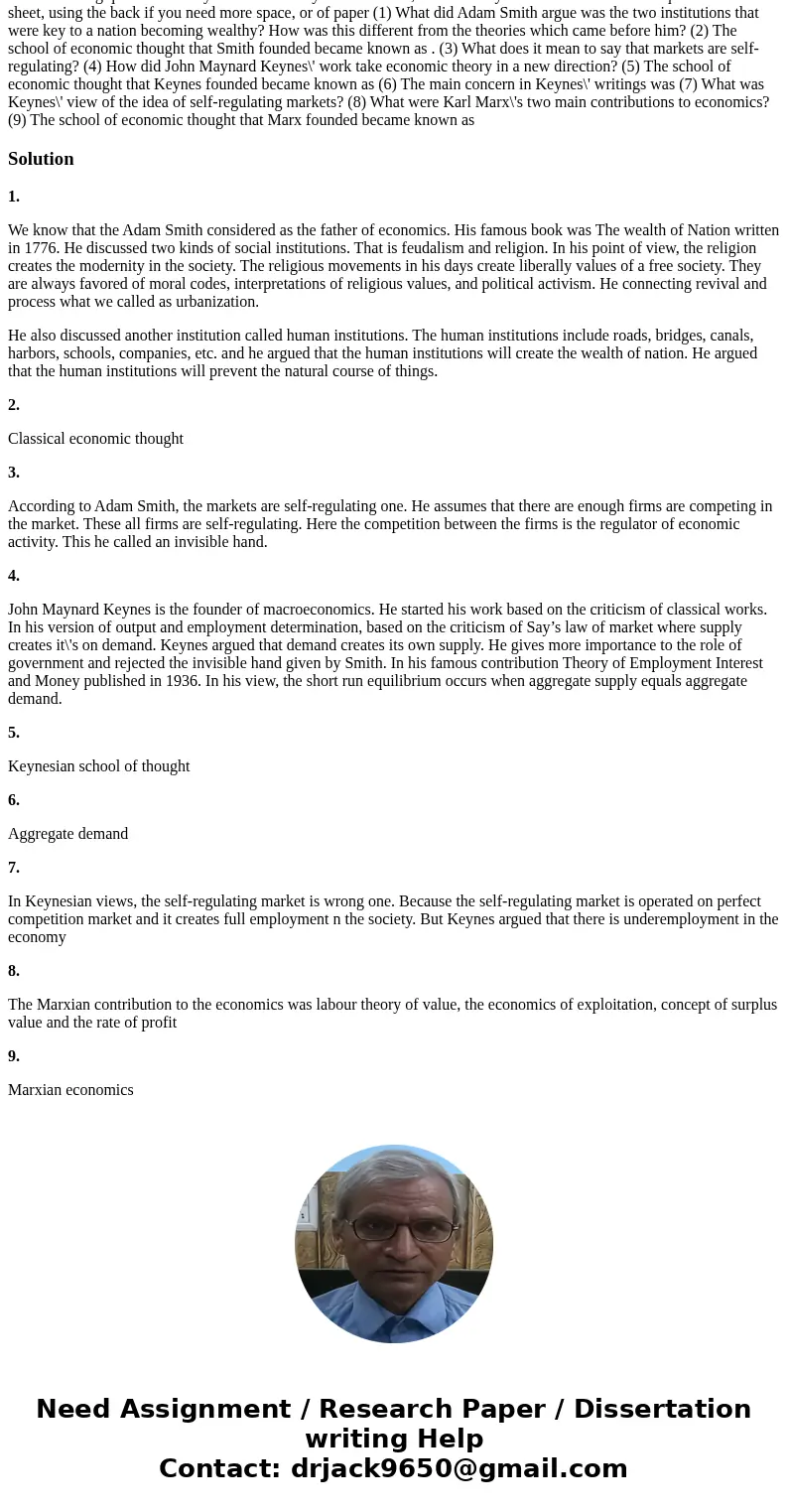 Economics 8: Introduction to Microeconomies Asatar Bair, Ph.D. In-class Exercise: Three Schools of Economic Thought s the following questions with your team. A  Economics 8: Introduction to Microeconomies Asatar Bair, Ph.D. In-class Exercise: Three Schools of Economic Thought s the following questions with your team. A