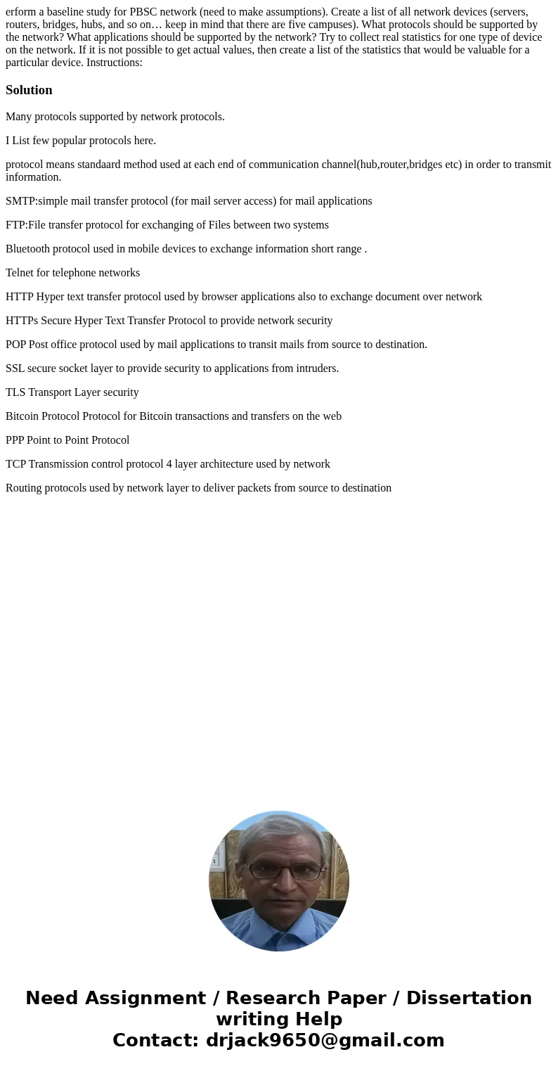 erform a baseline study for PBSC network (need to make assumptions). Create a list of all network devices (servers, routers, bridges, hubs, and so on… keep in m erform a baseline study for PBSC network (need to make assumptions). Create a list of all network devices (servers, routers, bridges, hubs, and so on… keep in m