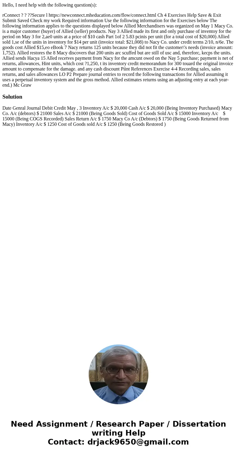 Hello, I need help with the following question(s): rConnect ? ? ??Secure l https://newconnect.mheducation.com/flow/connect.html Ch 4 Exercises Help Save & E Hello, I need help with the following question(s): rConnect ? ? ??Secure l https://newconnect.mheducation.com/flow/connect.html Ch 4 Exercises Help Save & E