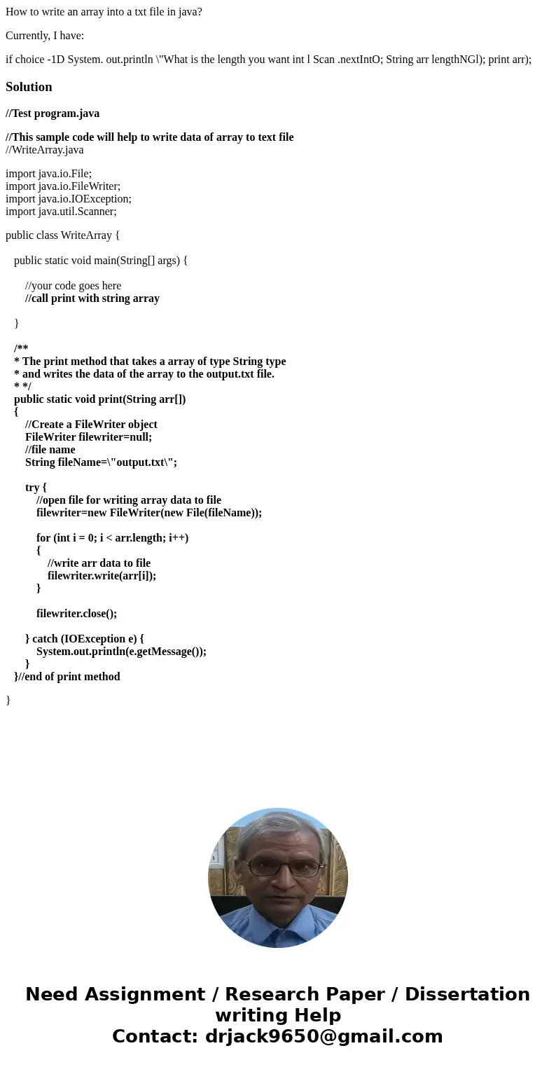 How to write an array into a txt file in java? Currently, I have: if choice -1D System. out.println \ How to write an array into a txt file in java? Currently, I have: if choice -1D System. out.println \