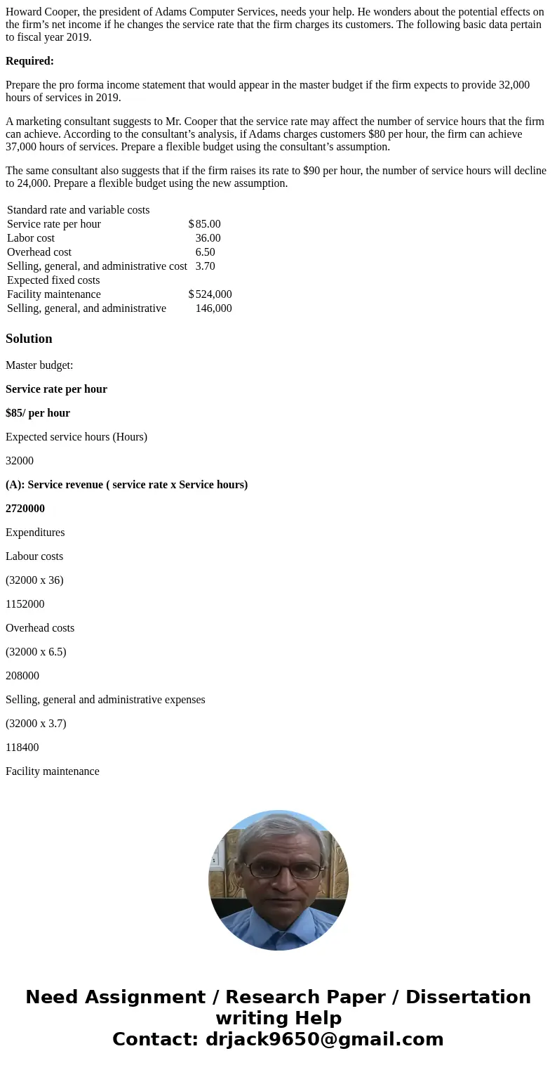 Howard Cooper, the president of Adams Computer Services, needs your help. He wonders about the potential effects on the firm’s net income if he changes the serv